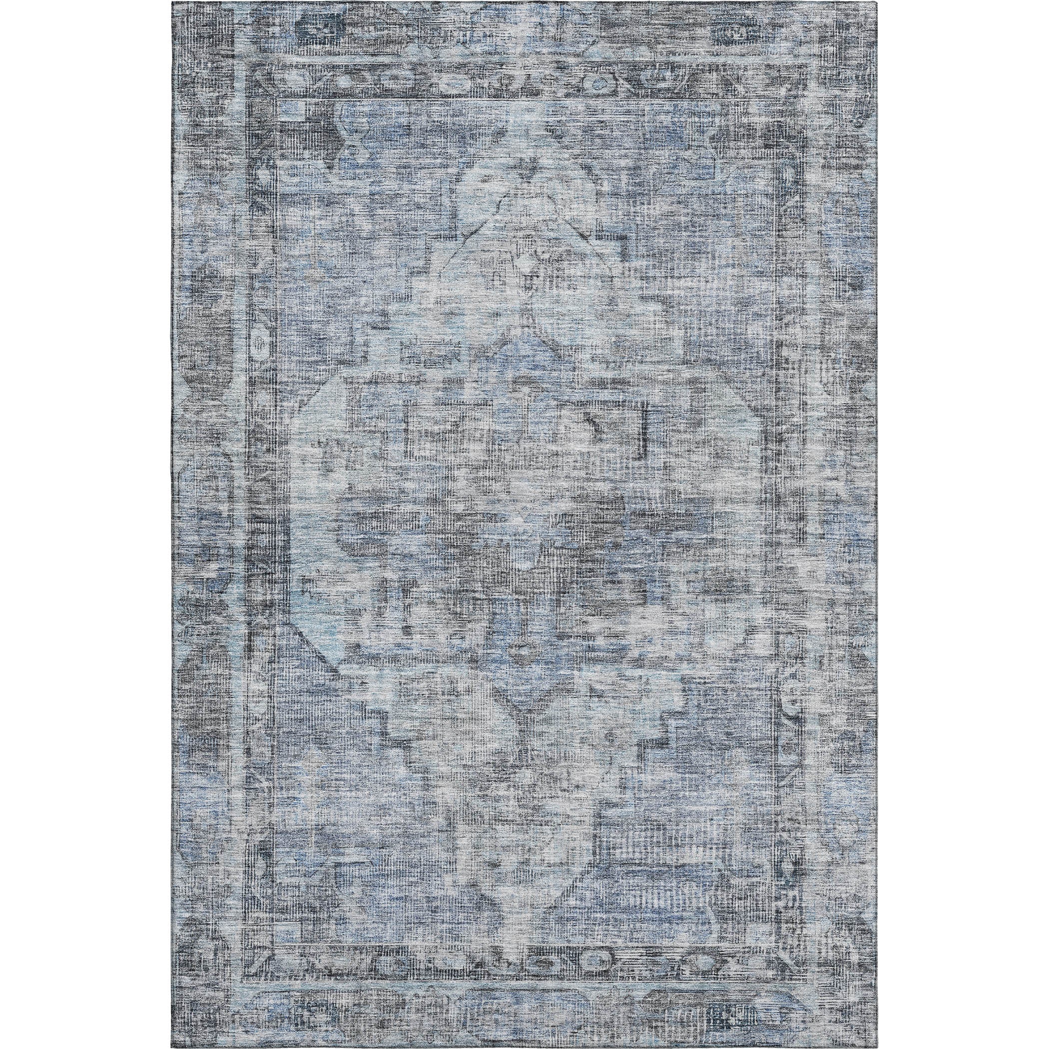 Istanbul Machine Washable Traditional Blue Rug 2'6" x 3'10" #shape_Rectangle