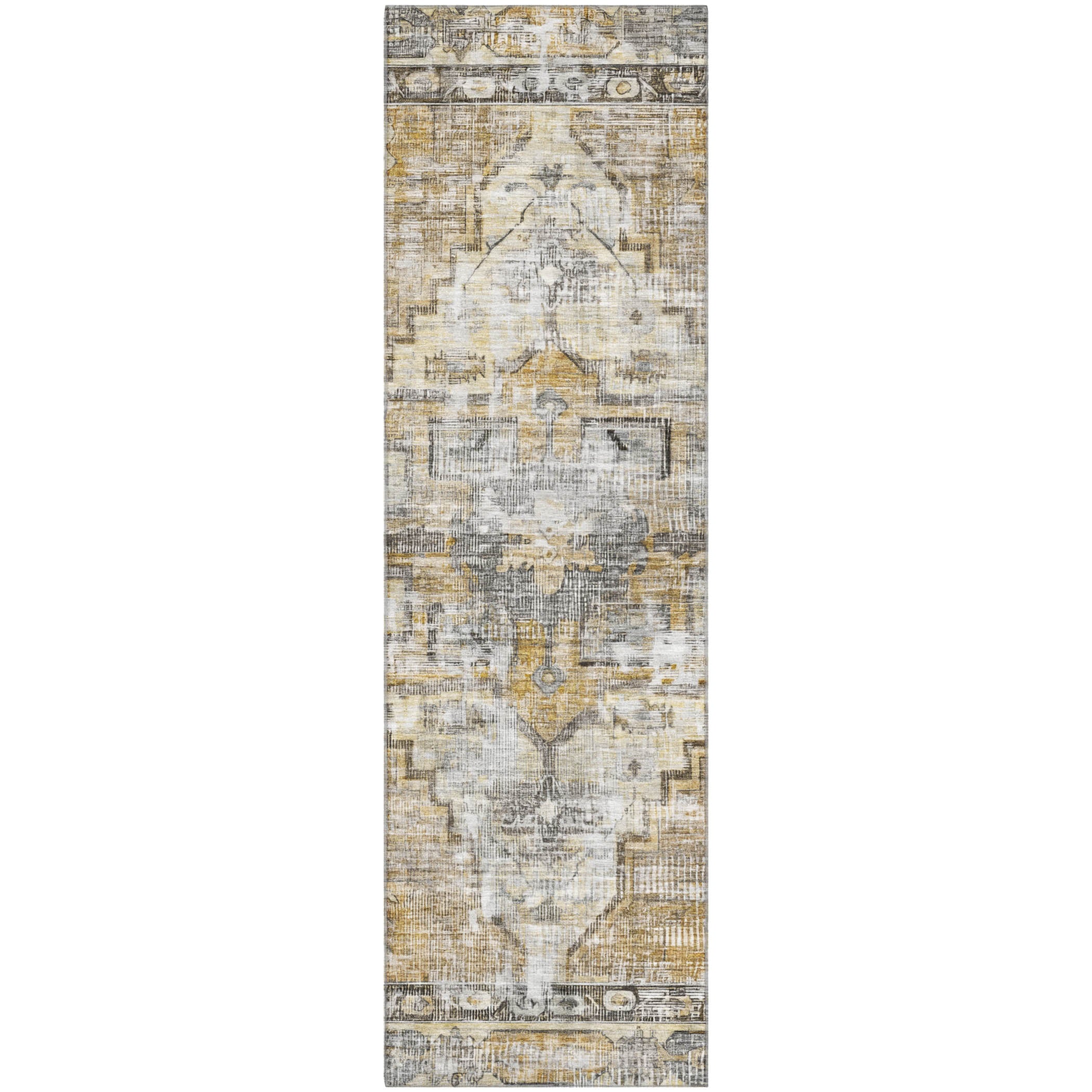 Istanbul Machine Washable Traditional Brown Rug 2'3" x 7'6" #shape_Runner