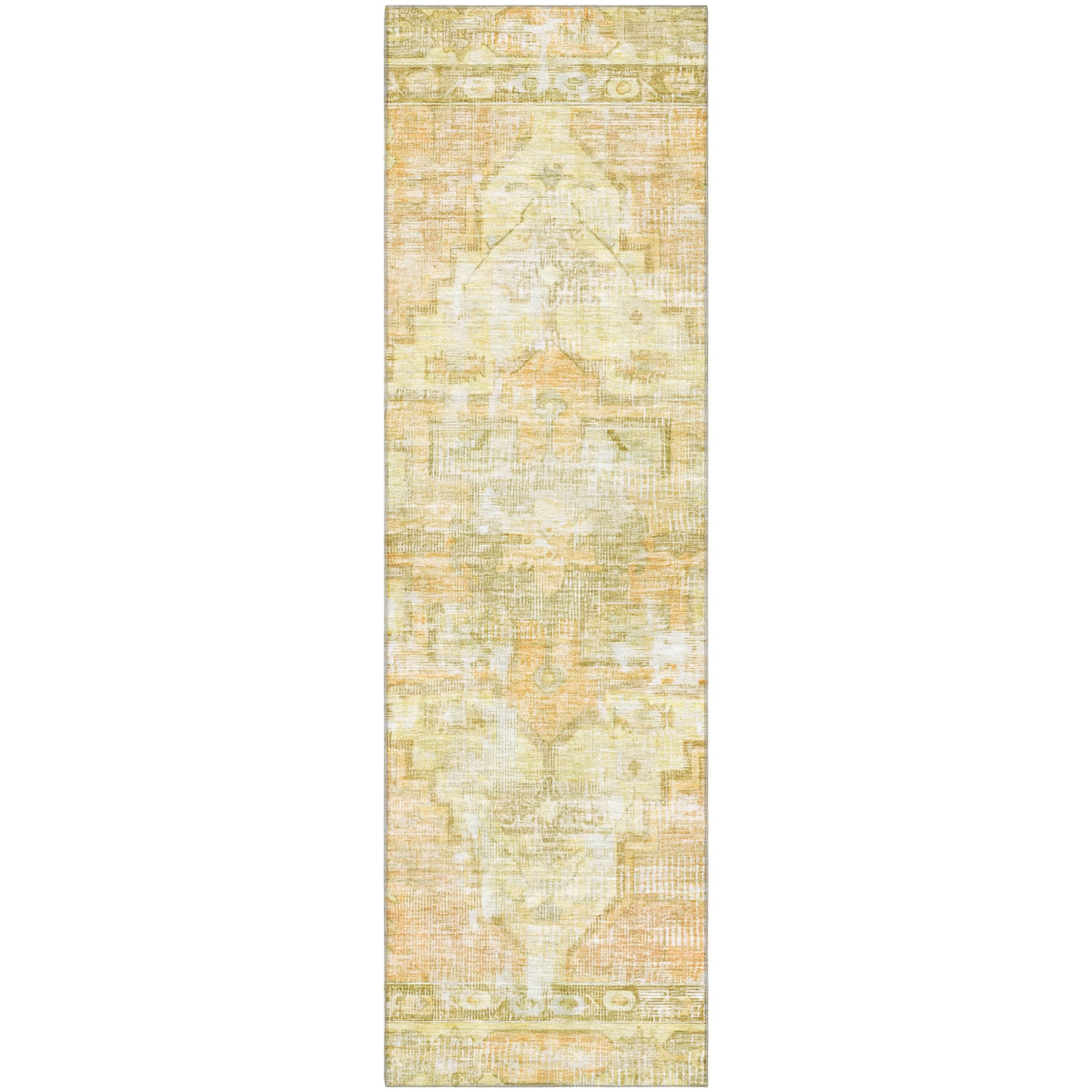 Istanbul Machine Washable Traditional Gold Rug 2'3" x 7'6" #shape_Runner