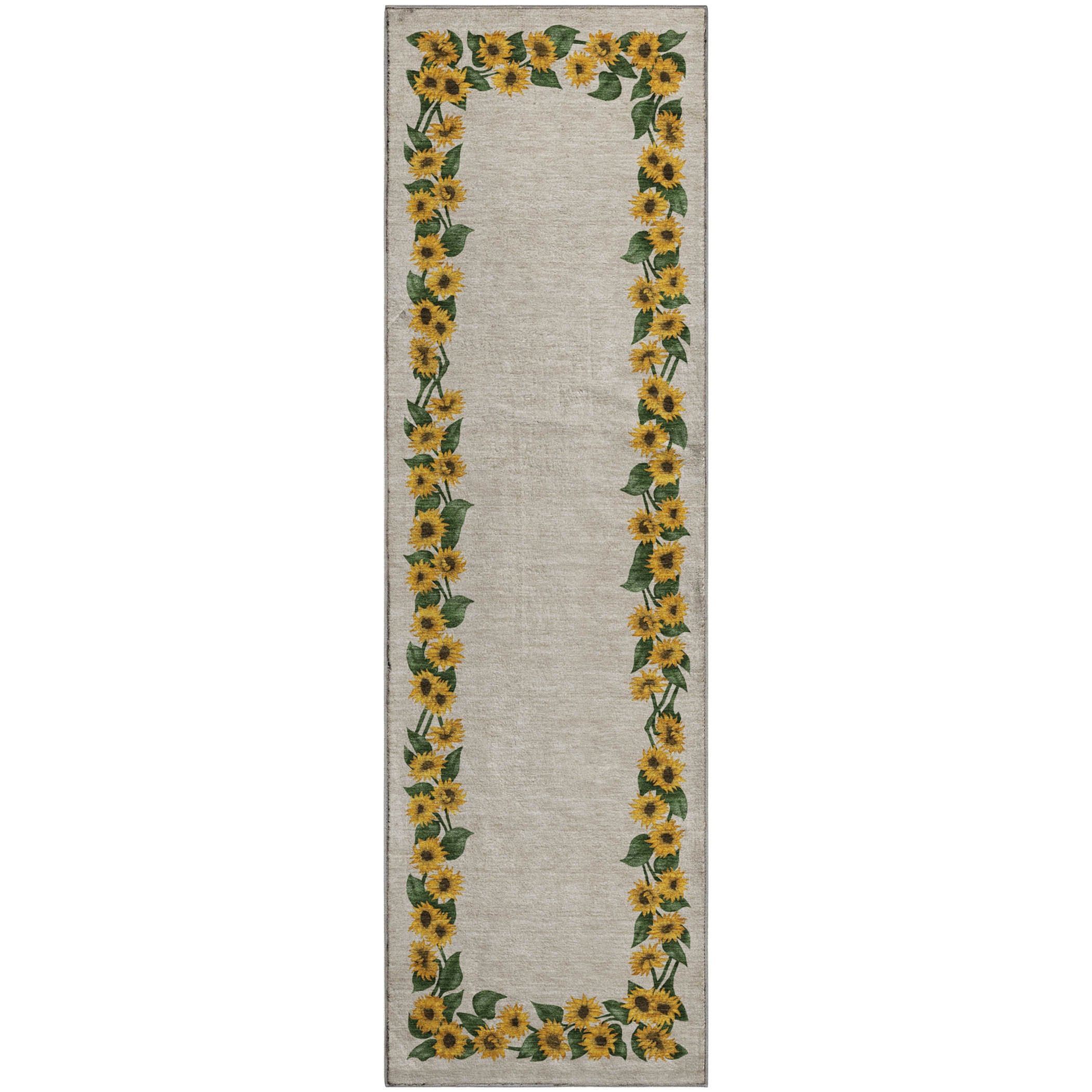 Split Machine Washable Kitchen Yellow Beige Rug 2'3" x 7'6" #shape_Runner