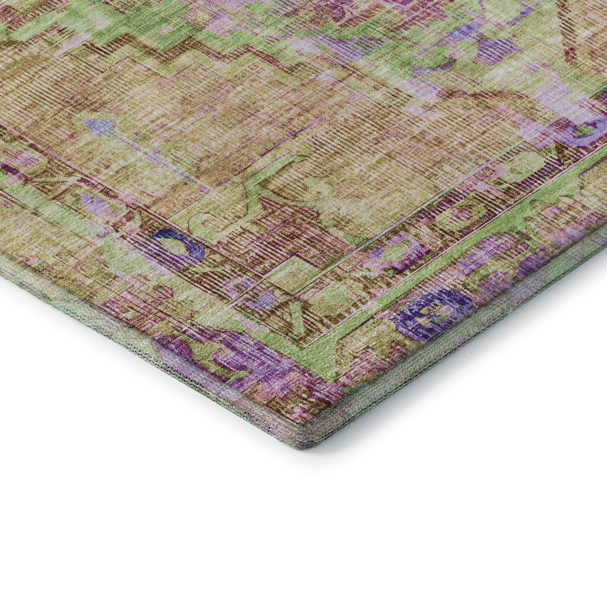 Lima Machine Washable Traditional Lime Green Rug 1'8" x 2'6" #shape_Rectangle