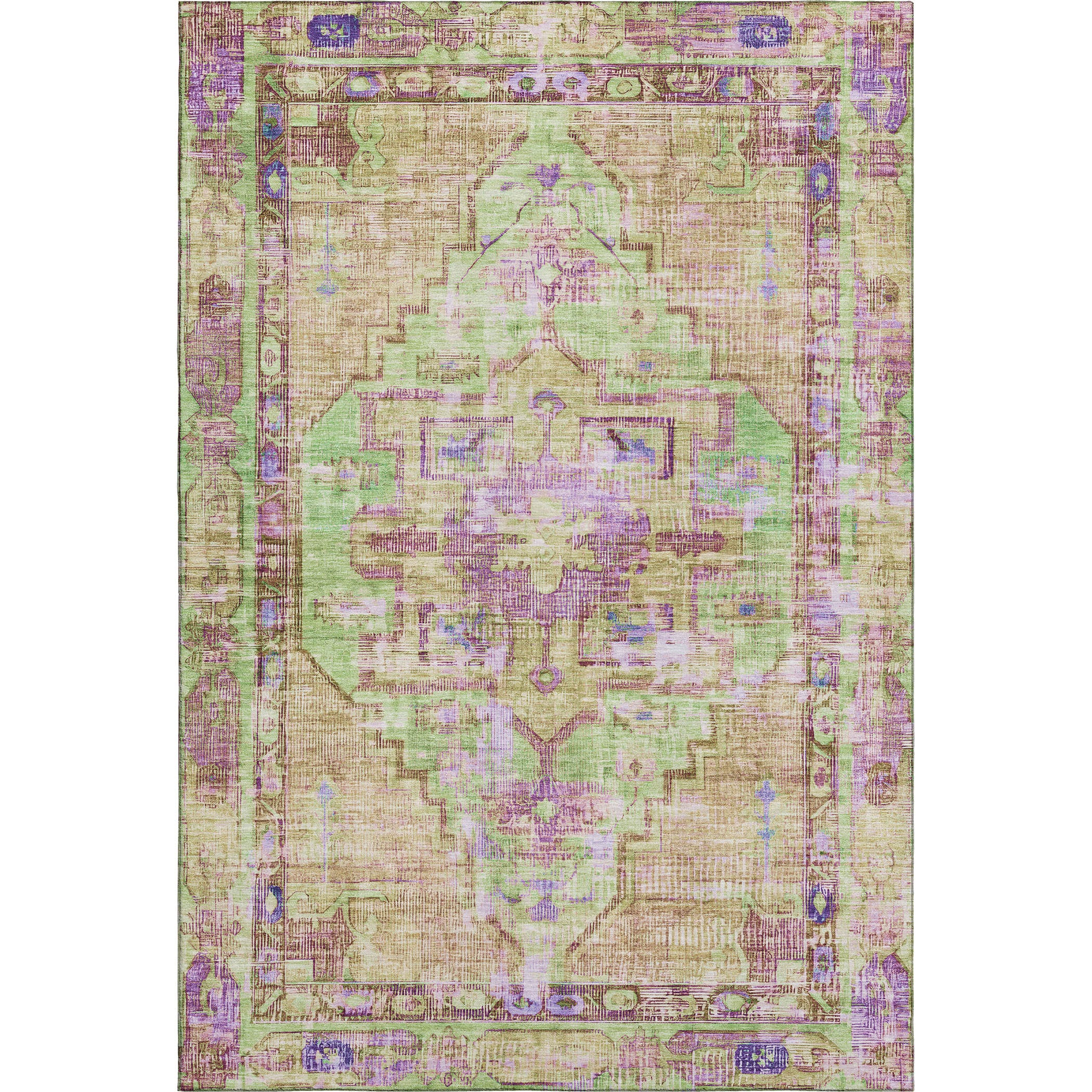 Lima Machine Washable Traditional Lime Green Rug 2'6" x 3'10" #shape_Rectangle
