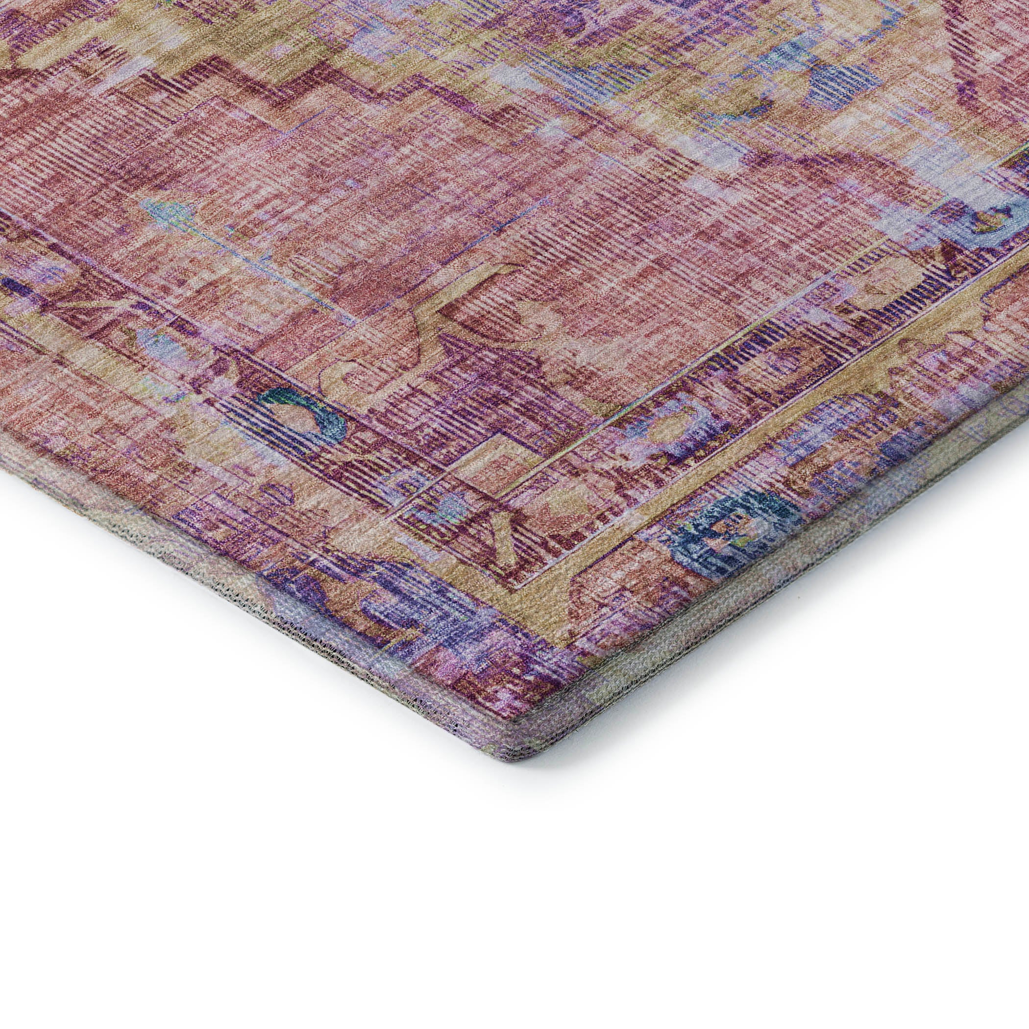 Lima Machine Washable Traditional Pink Rug 1'8" x 2'6" #shape_Rectangle
