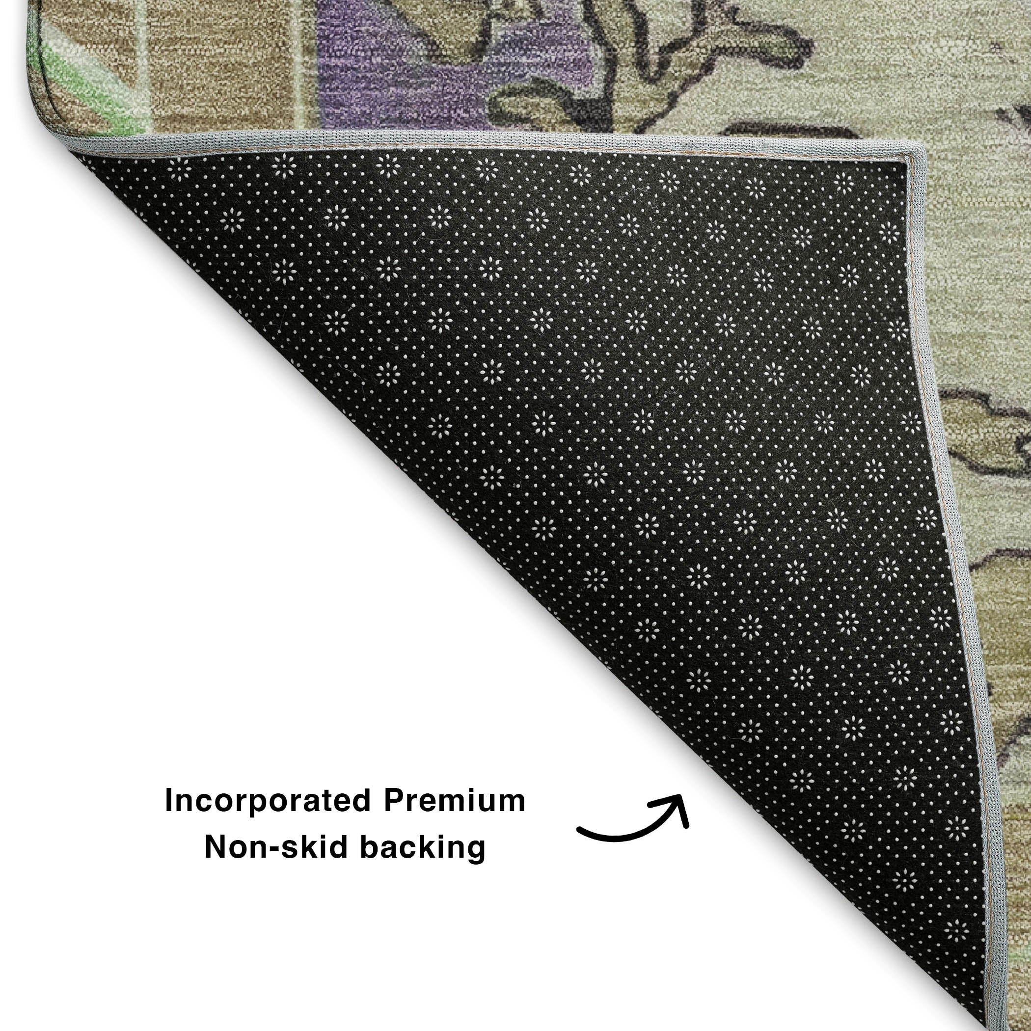 Porto Machine Washable Traditional Lime Green Rug 1'8" x 2'6" #shape_Rectangle