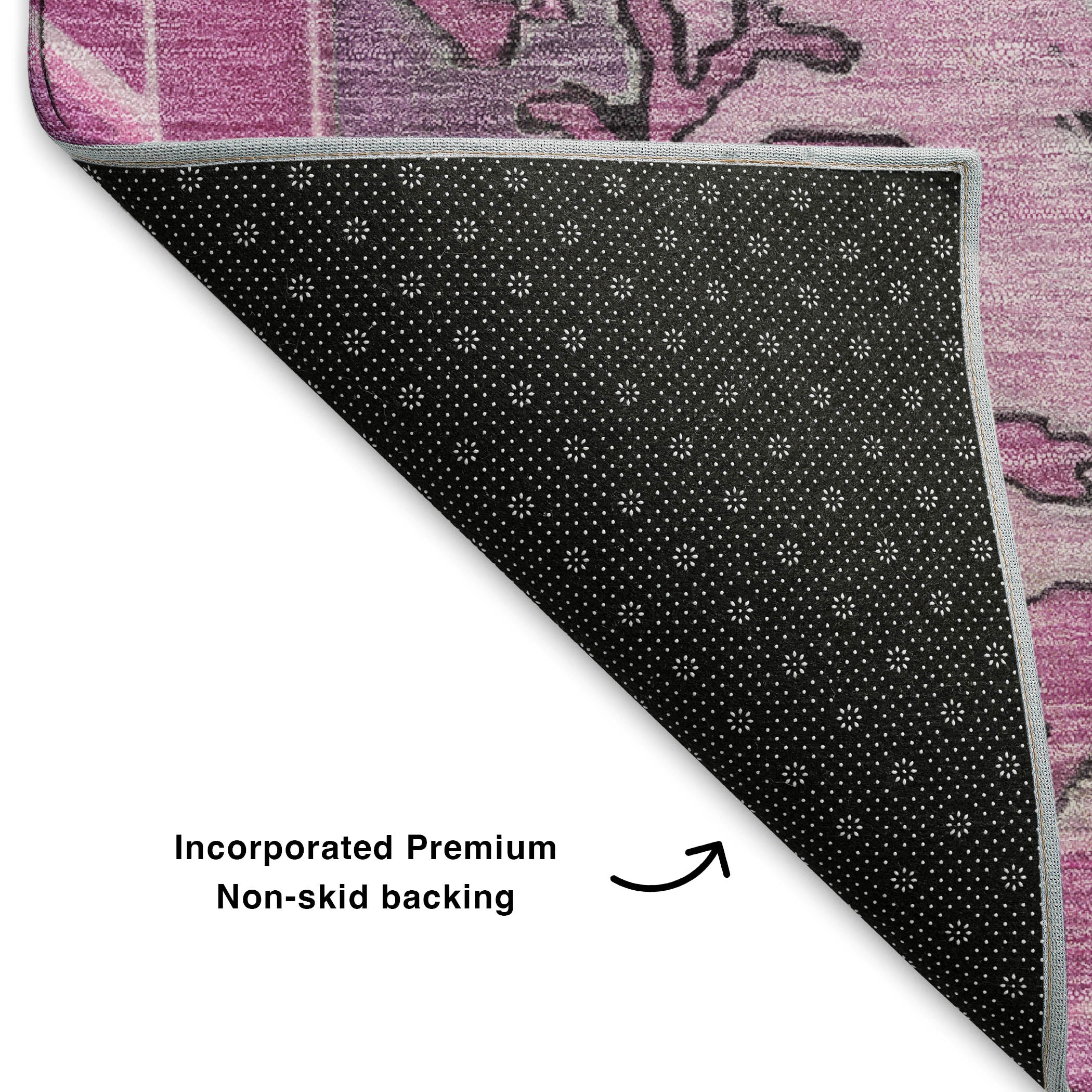 Porto Machine Washable Traditional Pink Rug 1'8" x 2'6" #shape_Rectangle
