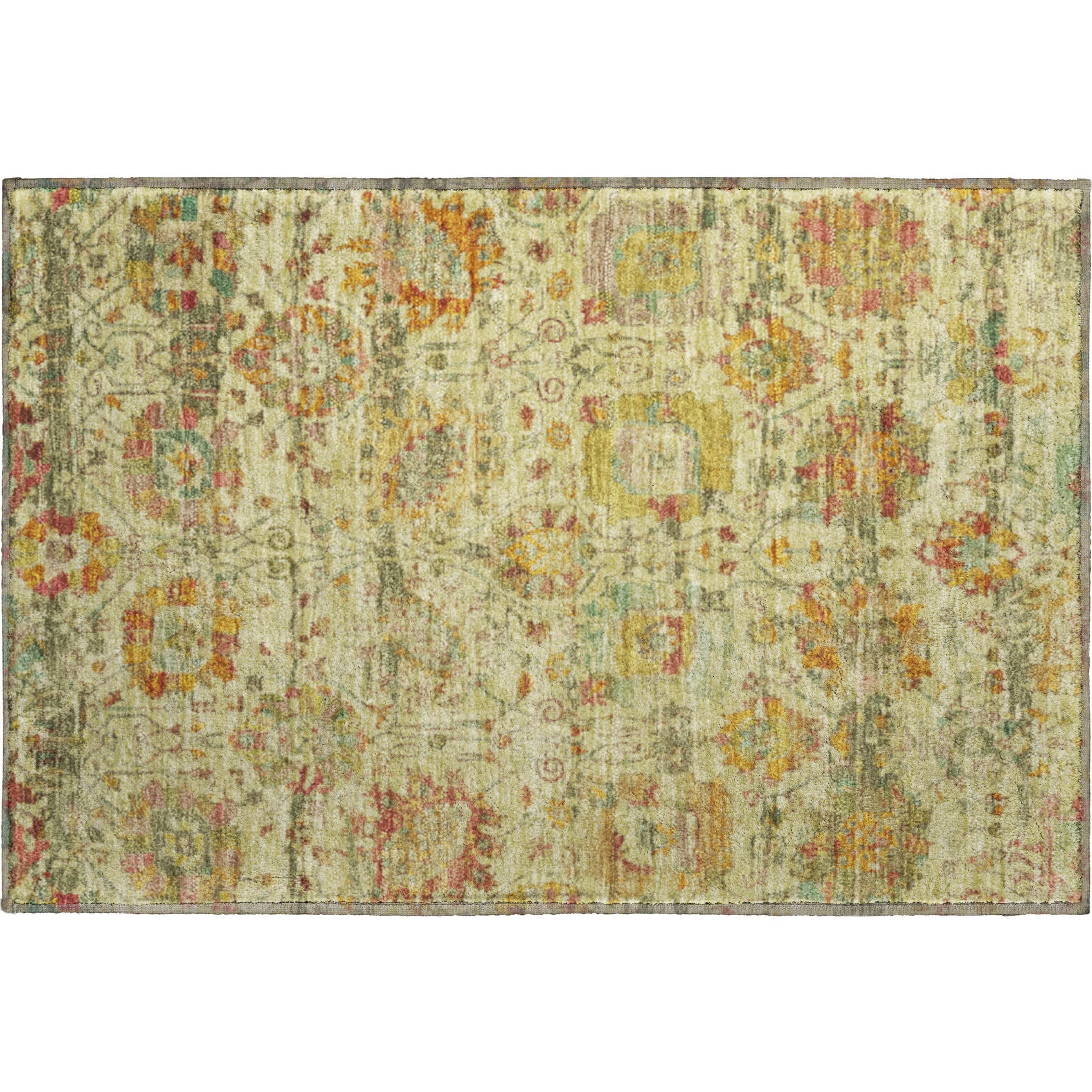 Kotor Machine Washable Traditional Gold Rug 1'8" x 2'6" #shape_Rectangle