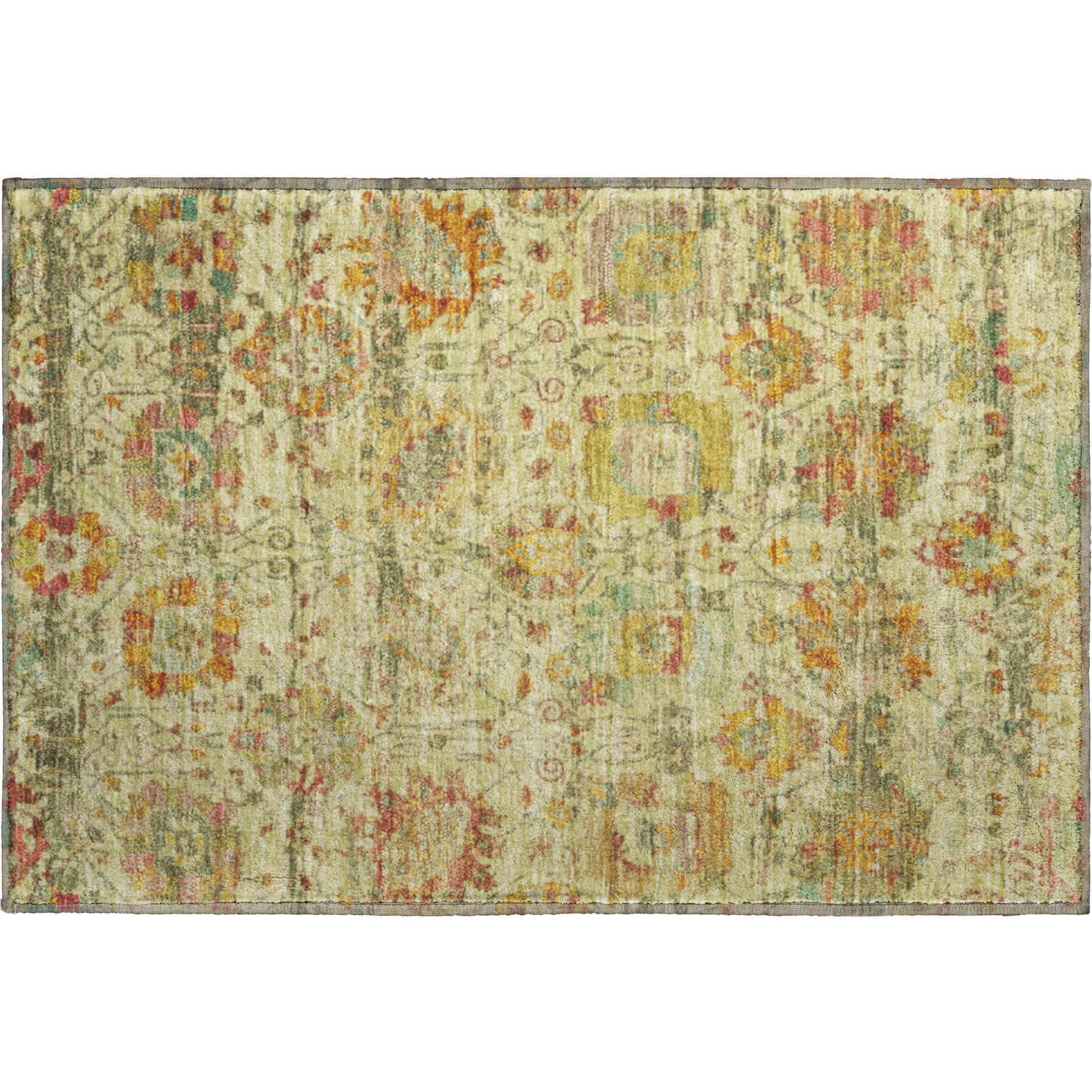 Kotor Machine Washable Traditional Gold Rug 1'8" x 2'6" #shape_Rectangle