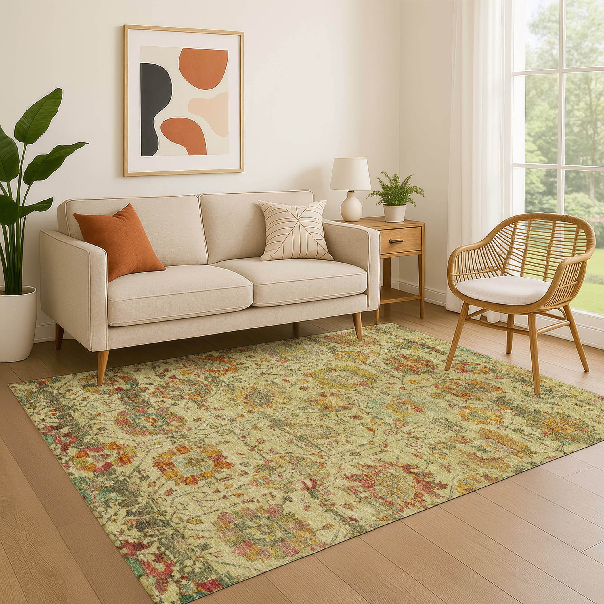 Kotor Machine Washable Traditional Gold Rug 2'6" x 3'10" #shape_Rectangle