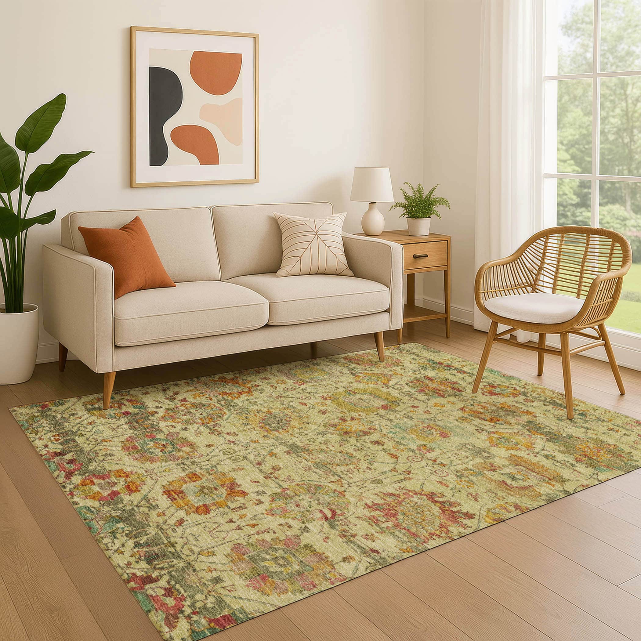 Kotor Machine Washable Traditional Gold Rug 2'6" x 3'10" #shape_Rectangle