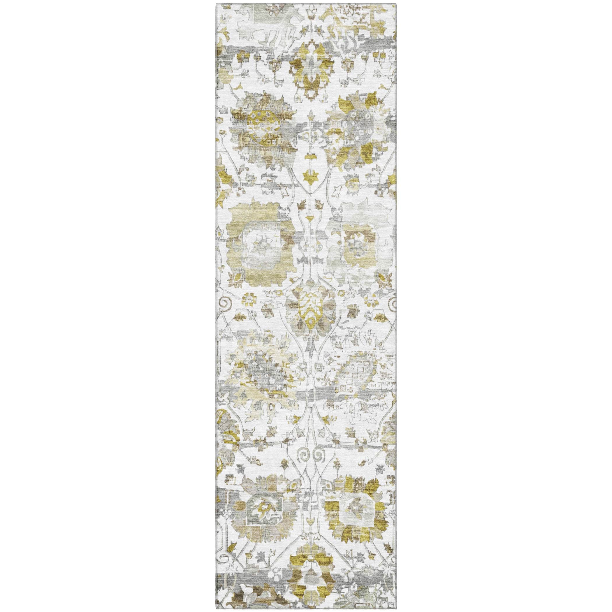 Kotor Machine Washable Traditional Linen Ivory Rug 2'3" x 7'6" #shape_Runner