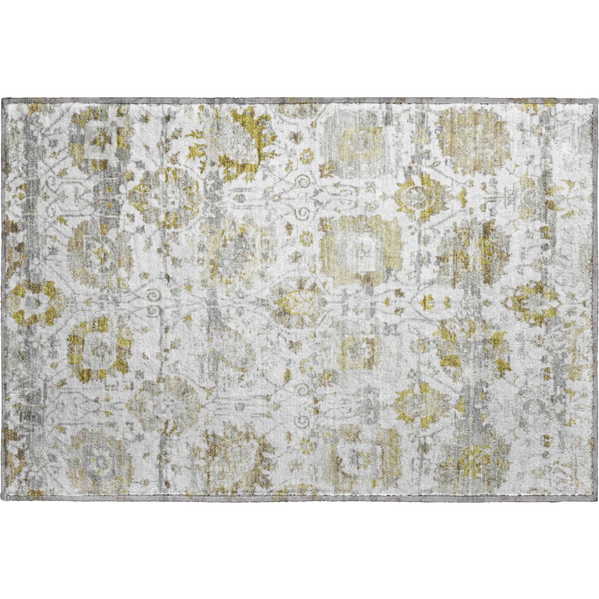Kotor Machine Washable Traditional Linen Ivory Rug 1'8" x 2'6" #shape_Rectangle
