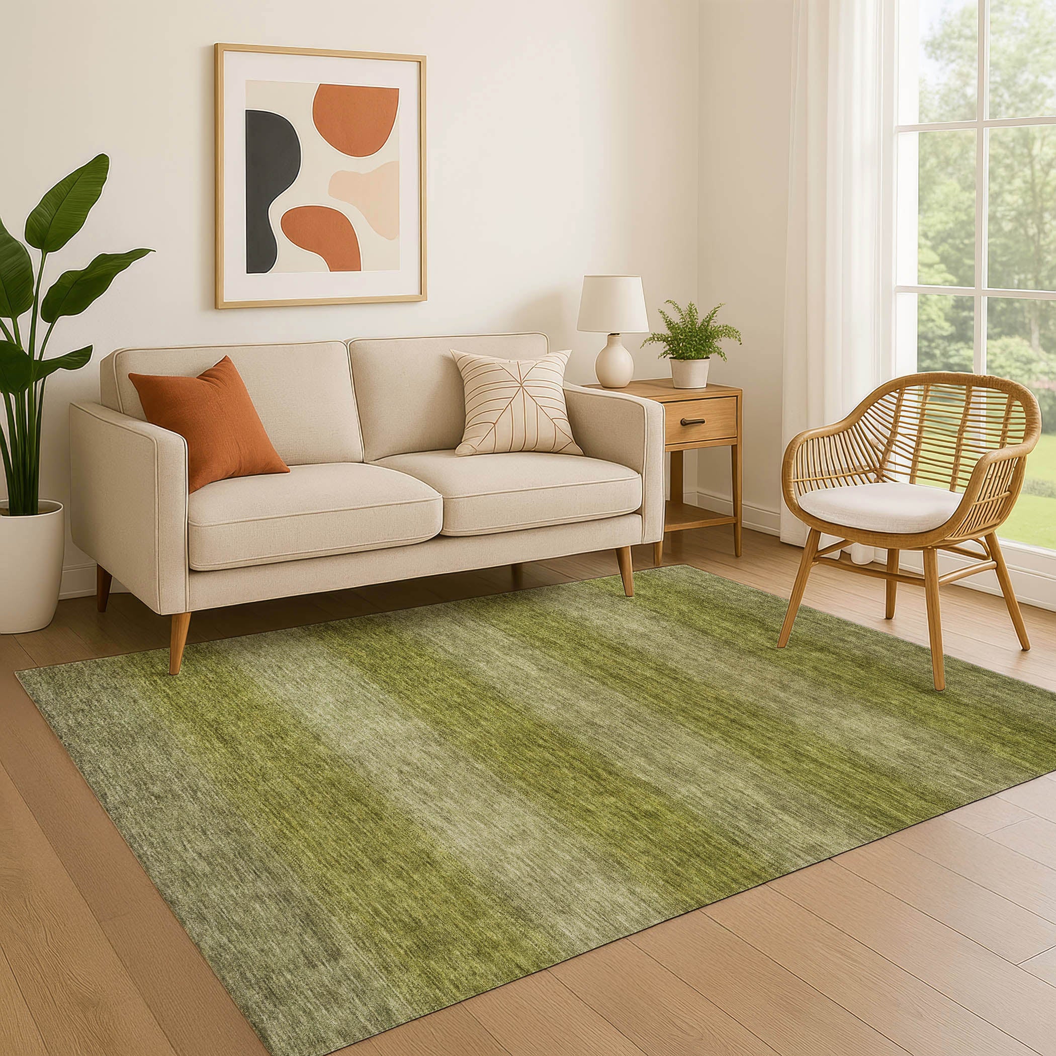 Sintra Machine Washable Transitional Aloe Green Rug 2'6" x 3'10" #shape_Rectangle