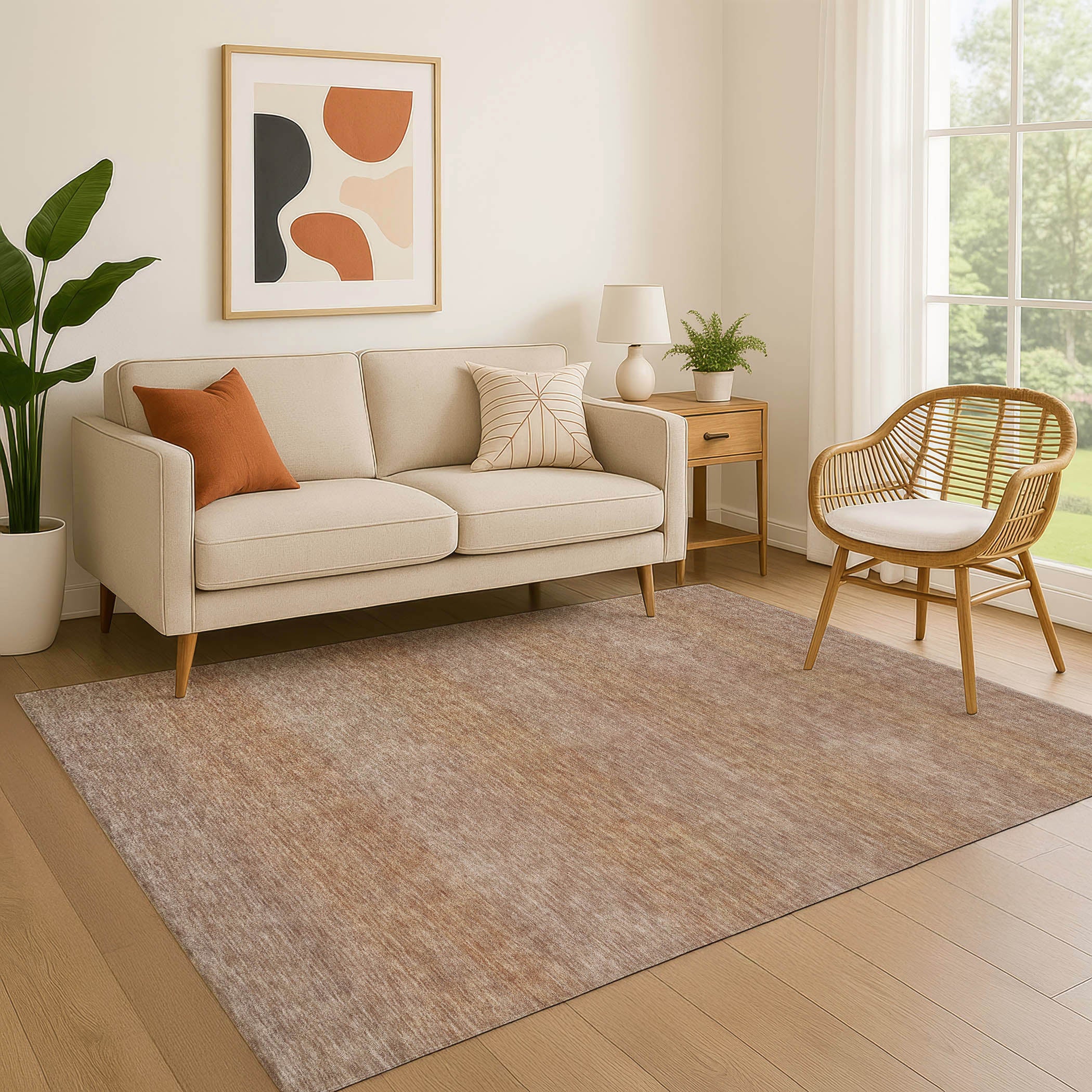 Sintra Machine Washable Transitional Beige Brown Rug 2'6" x 3'10" #shape_Rectangle
