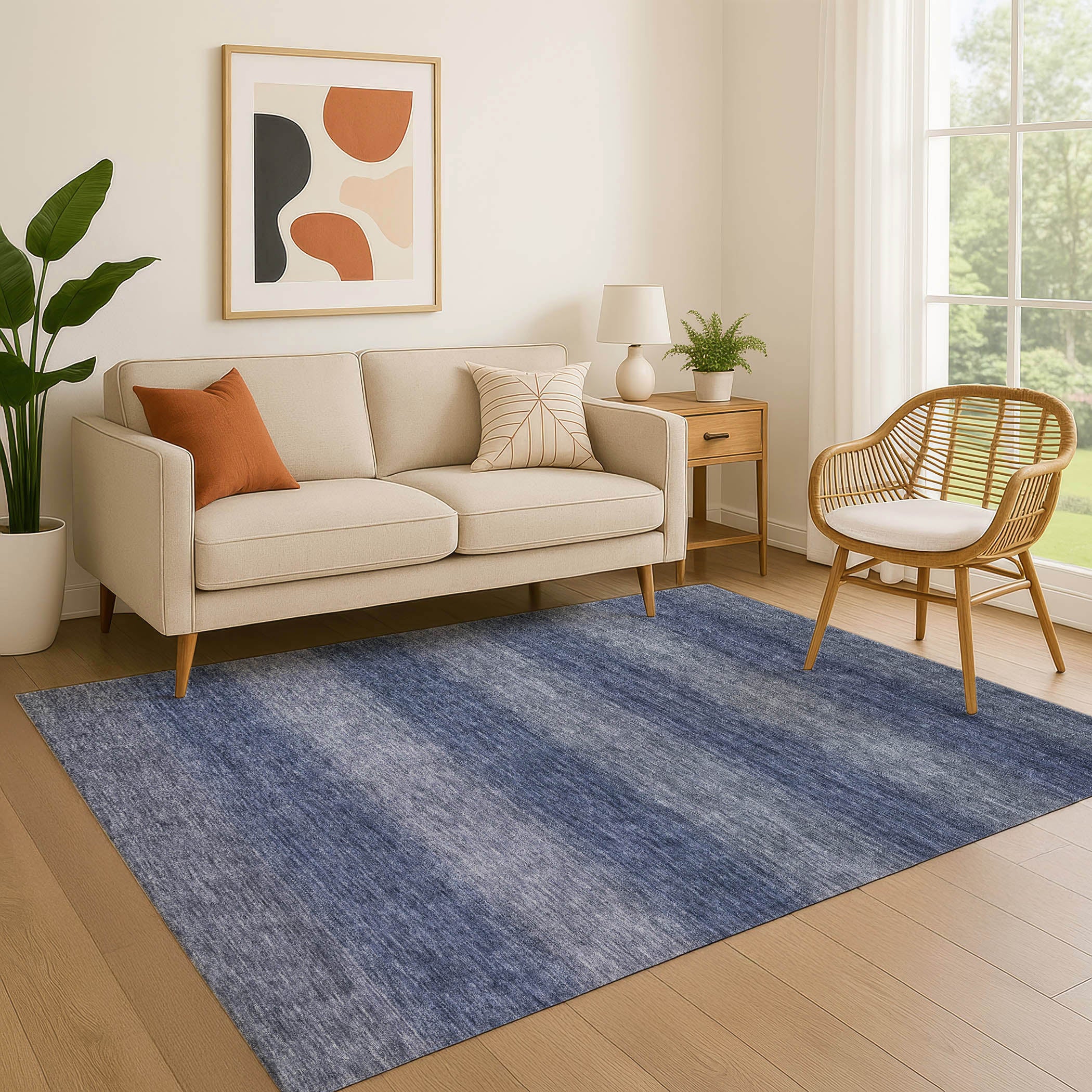 Sintra Machine Washable Transitional Blue Rug 2'6" x 3'10" #shape_Rectangle