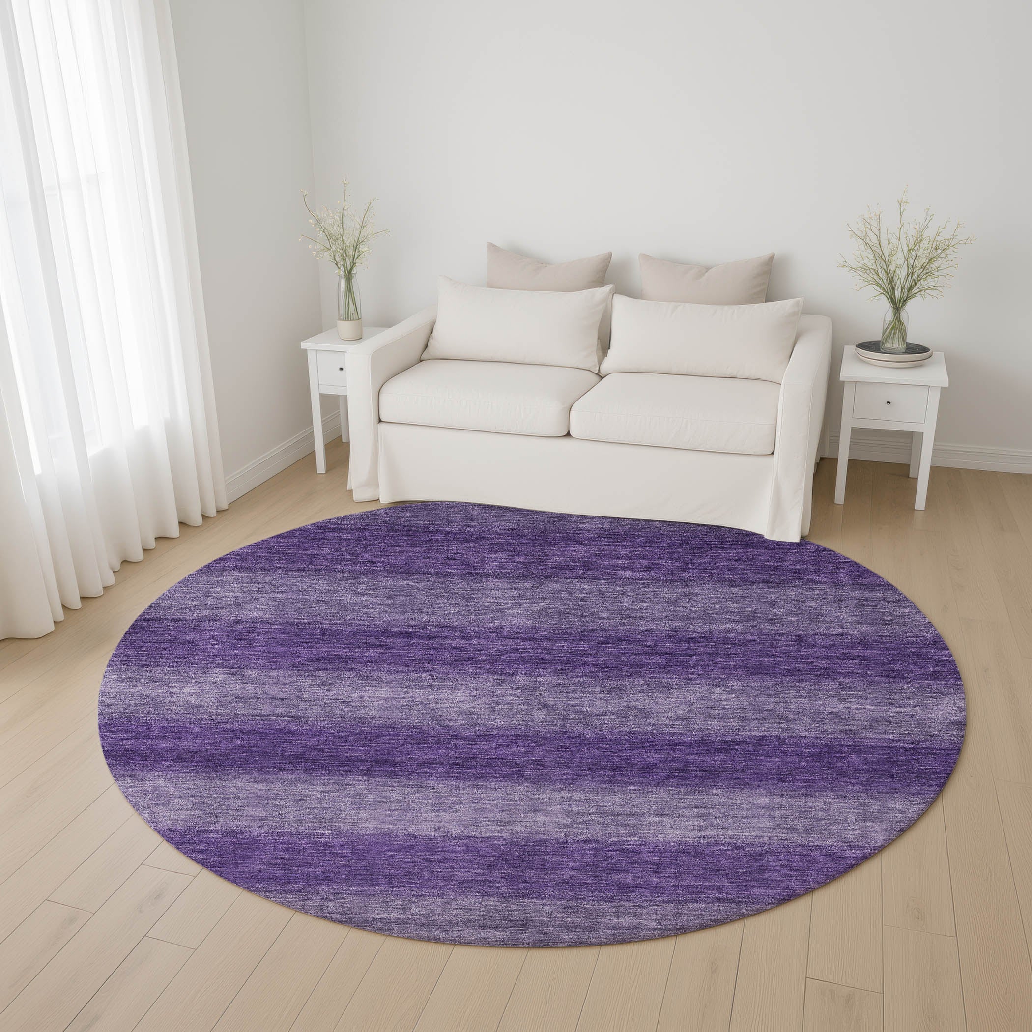 Sintra Machine Washable Transitional Purple Rug 8' x 8' #shape_Round