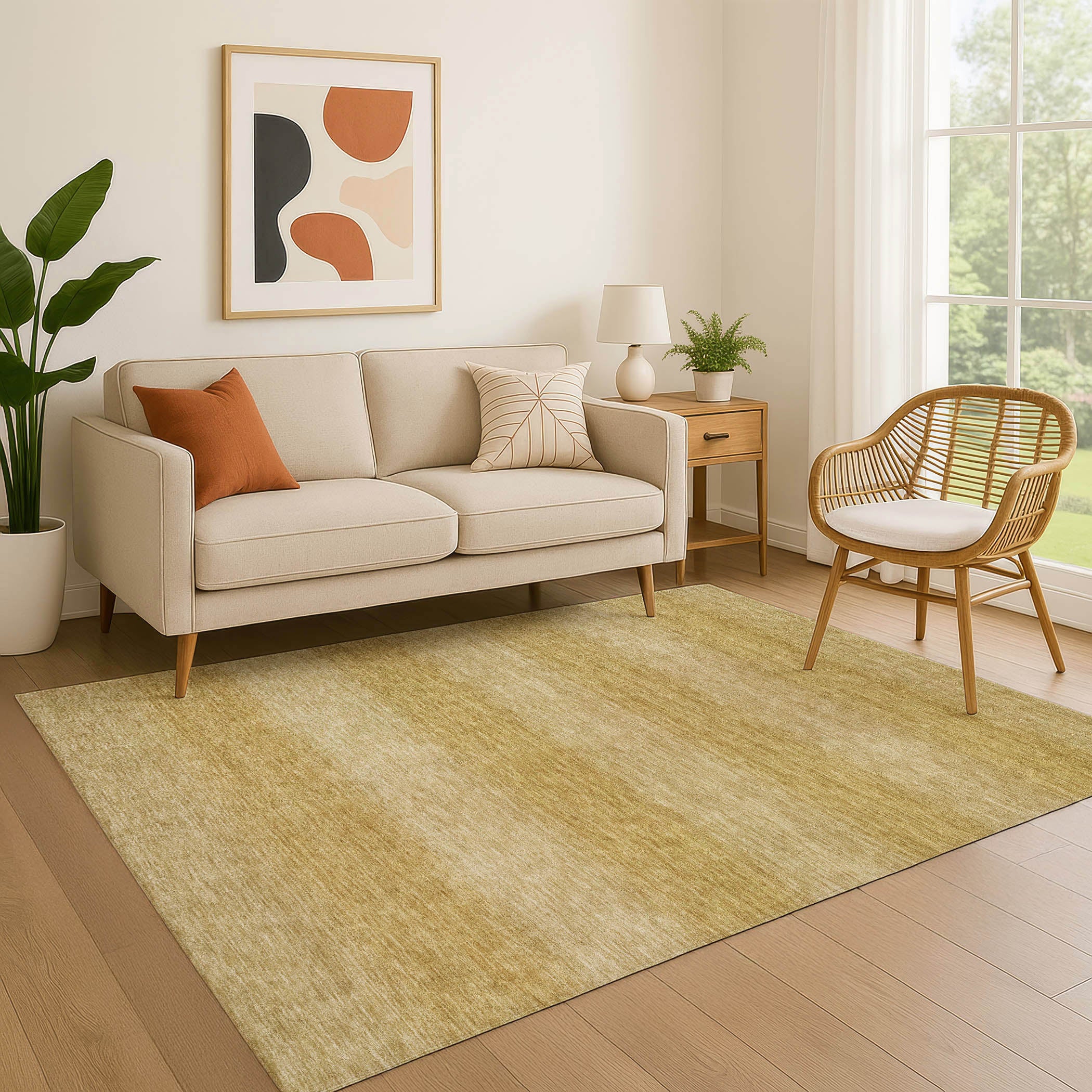 Sintra Machine Washable Transitional Wheat Gold Rug 2'6" x 3'10" #shape_Rectangle