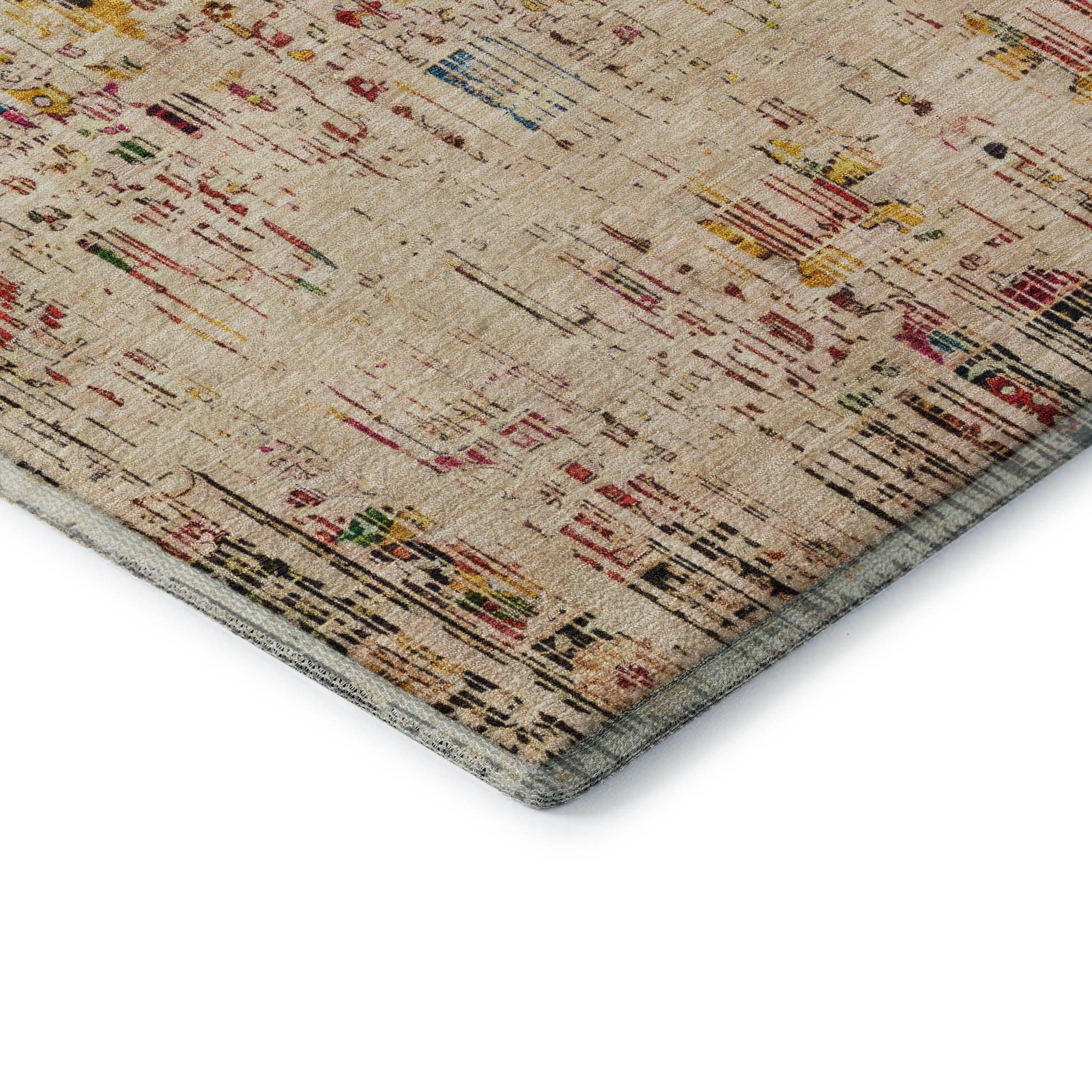 Prague Machine Washable Transitional Beige Brown Rug 1'8" x 2'6" #shape_Rectangle