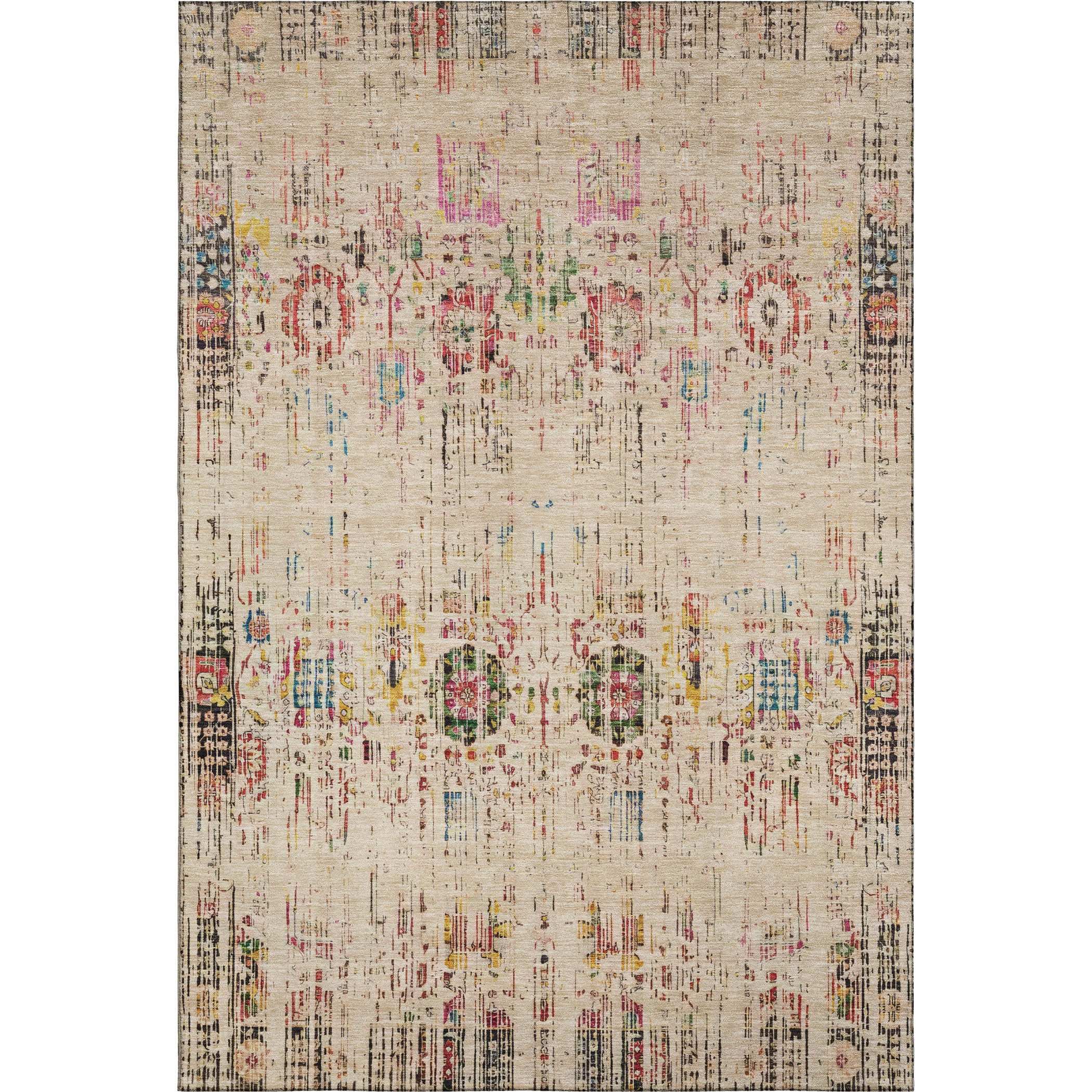 Prague Machine Washable Transitional Beige Brown Rug 2'6" x 3'10" #shape_Rectangle