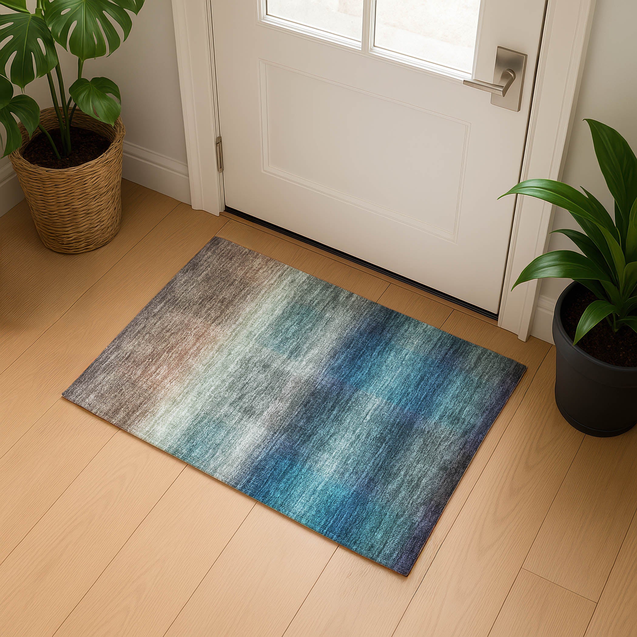Colombo Machine Washable Transitional Blue Rug 1'8" x 2'6" #shape_Rectangle