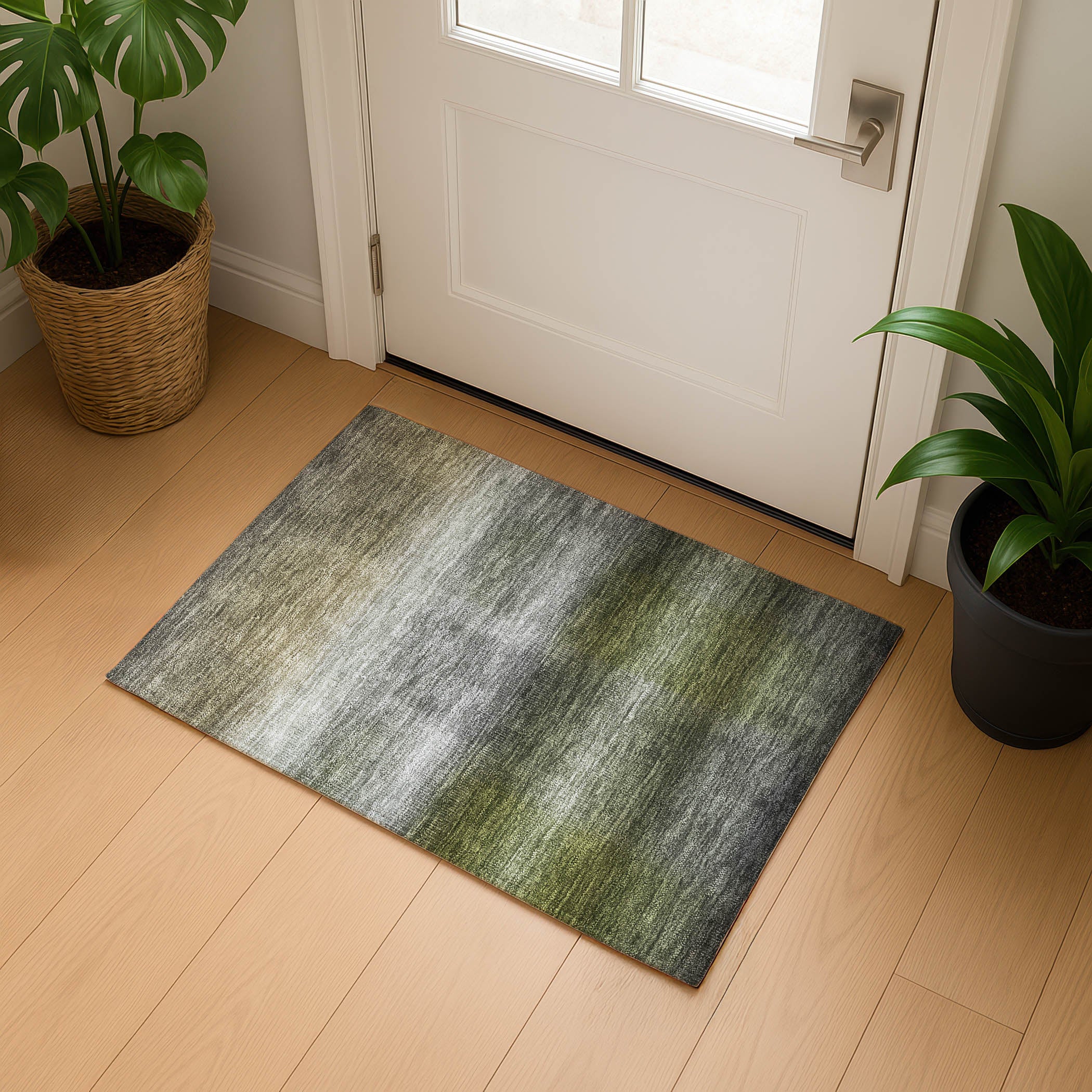 Colombo Machine Washable Transitional Pewter Gray Rug 1'8" x 2'6" #shape_Rectangle