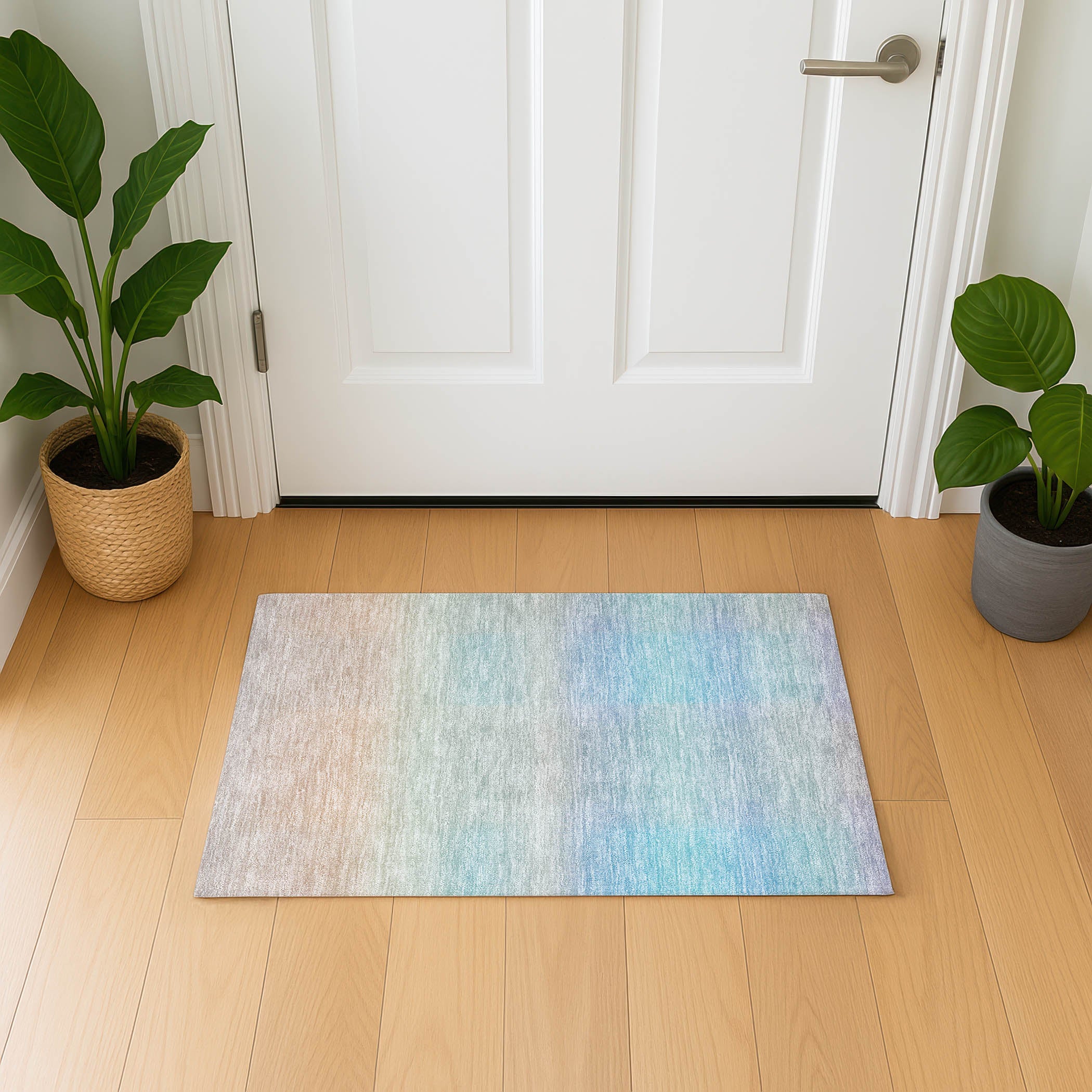 Colombo Machine Washable Transitional Sky Blue Rug 1'8" x 2'6" #shape_Rectangle