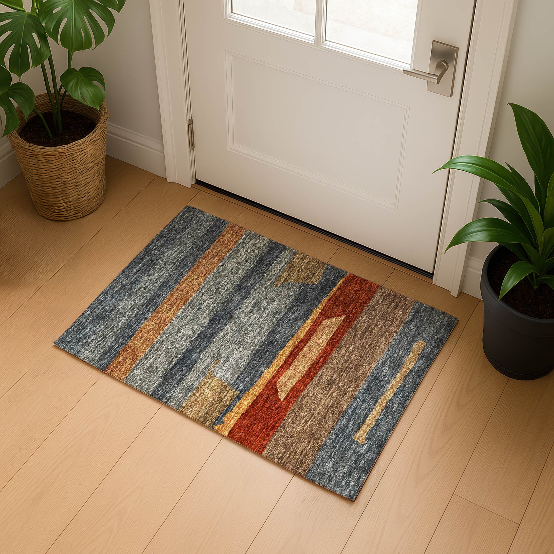 Dublin Machine Washable Transitional Blue Rug 1'8" x 2'6" #shape_Rectangle