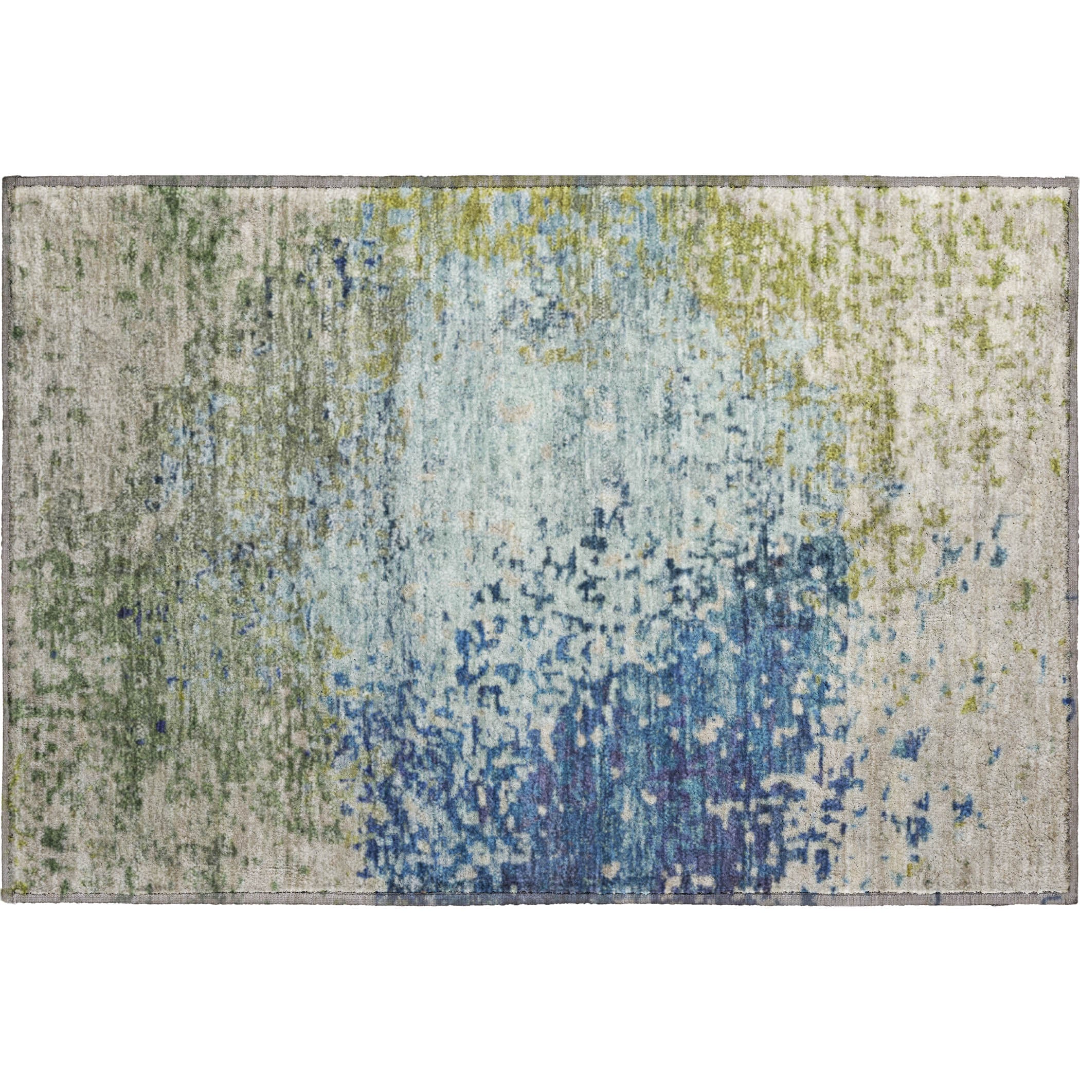 Oslo Machine Washable Transitional Blue Rug 1'8" x 2'6" #shape_Rectangle