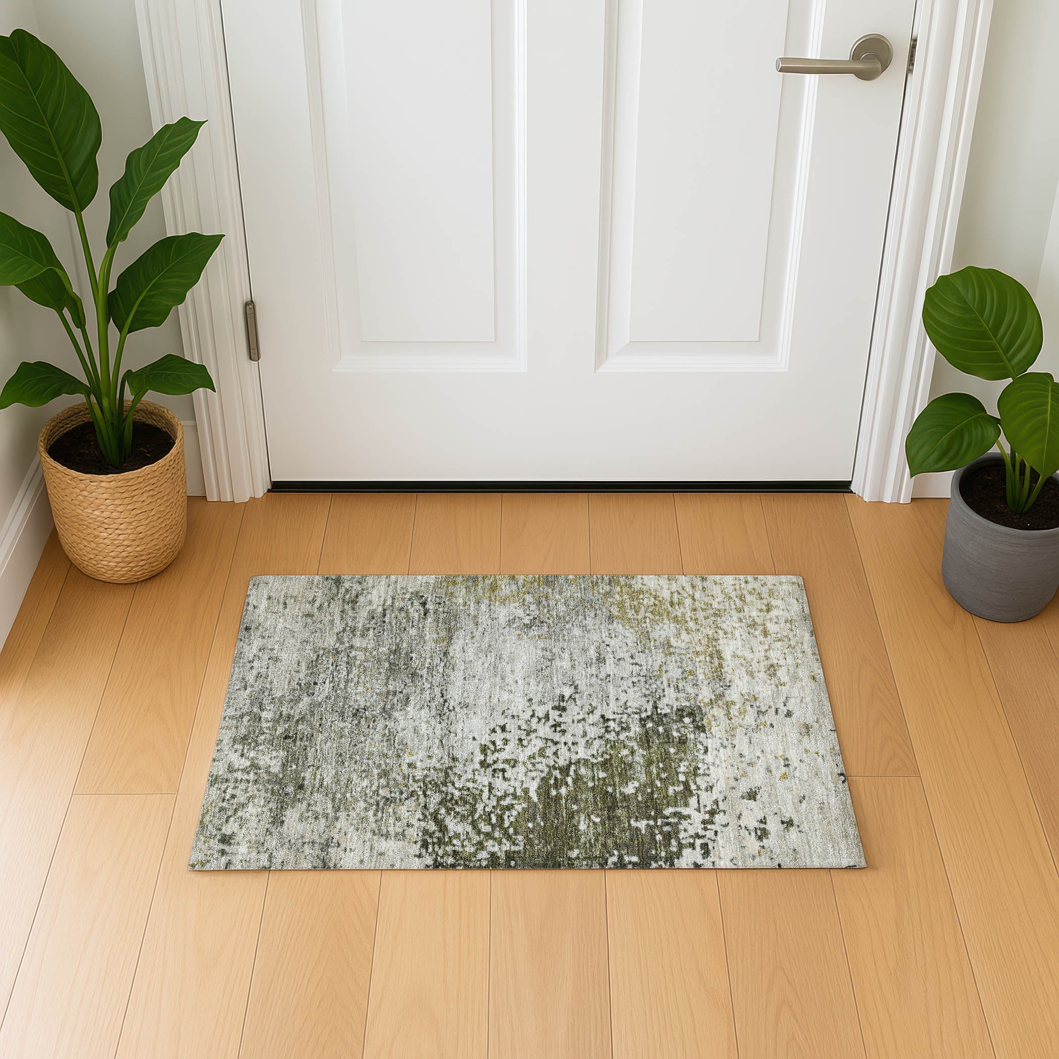 Oslo Machine Washable Transitional Graphite Gray Rug 1'8" x 2'6" #shape_Rectangle