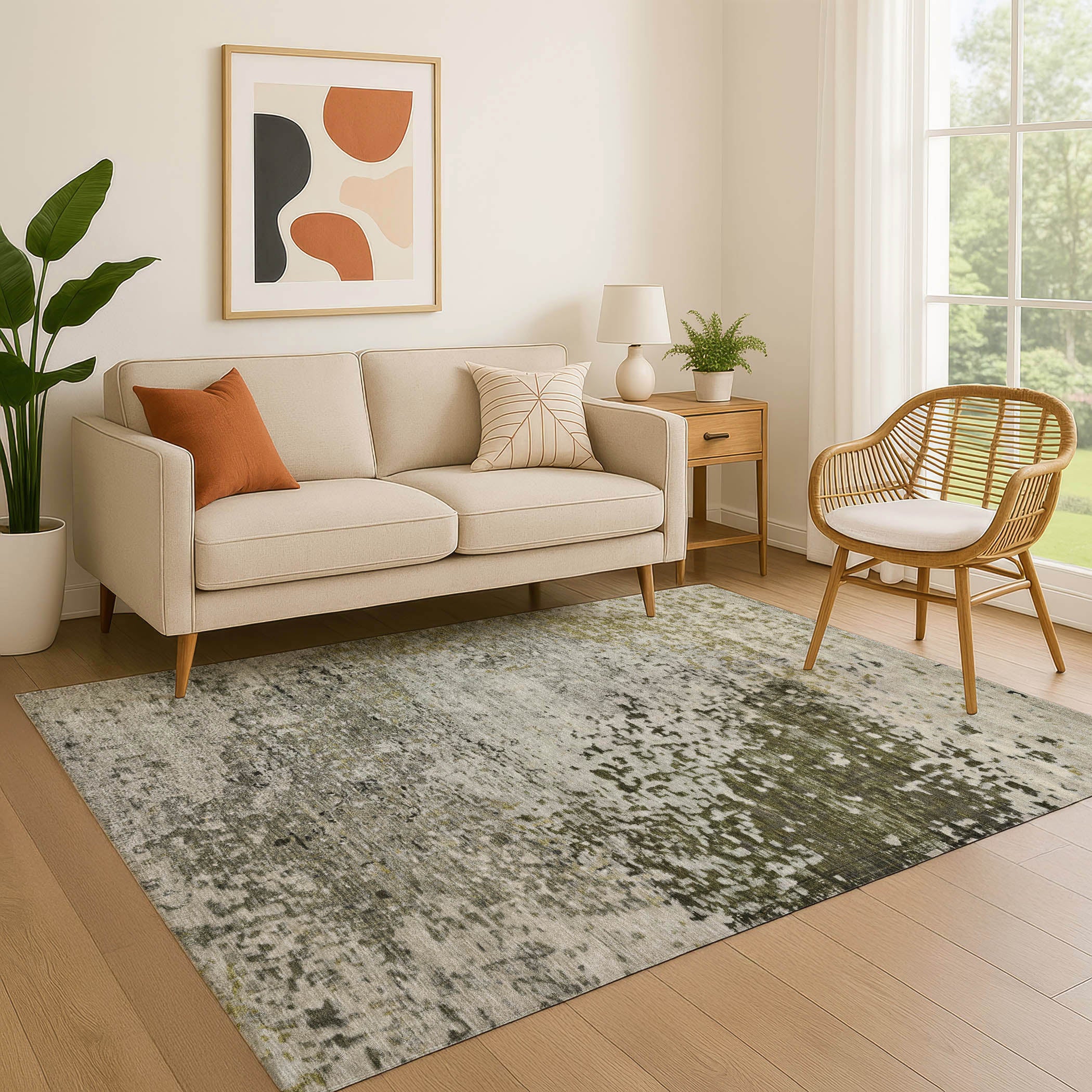 Oslo Machine Washable Transitional Graphite Gray Rug 2'6" x 3'10" #shape_Rectangle
