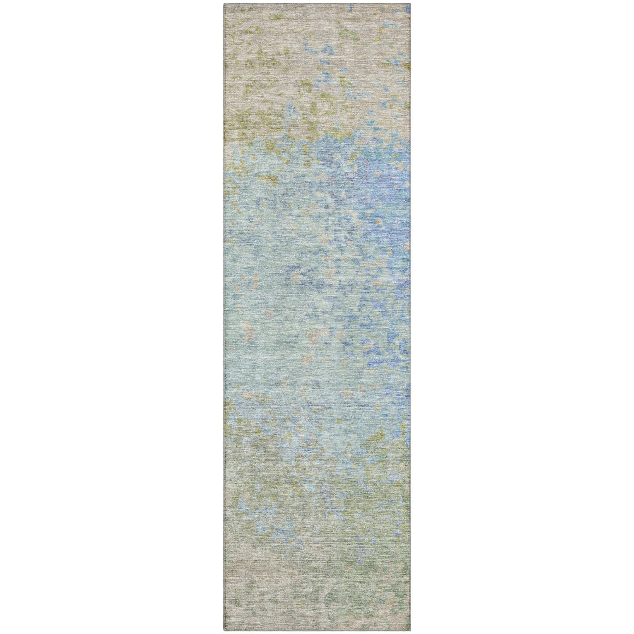 Oslo Machine Washable Transitional Sky Blue Rug 2'3" x 7'6" #shape_Runner