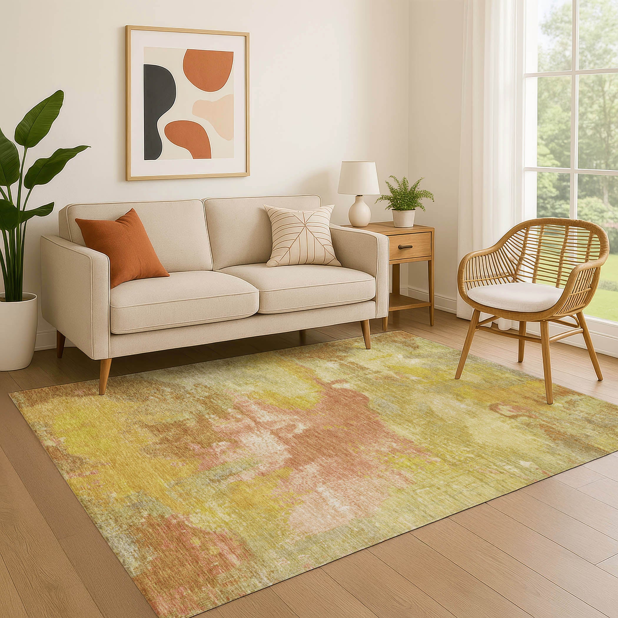 Seville Machine Washable Transitional Aloe Green Rug 2'6" x 3'10" #shape_Rectangle