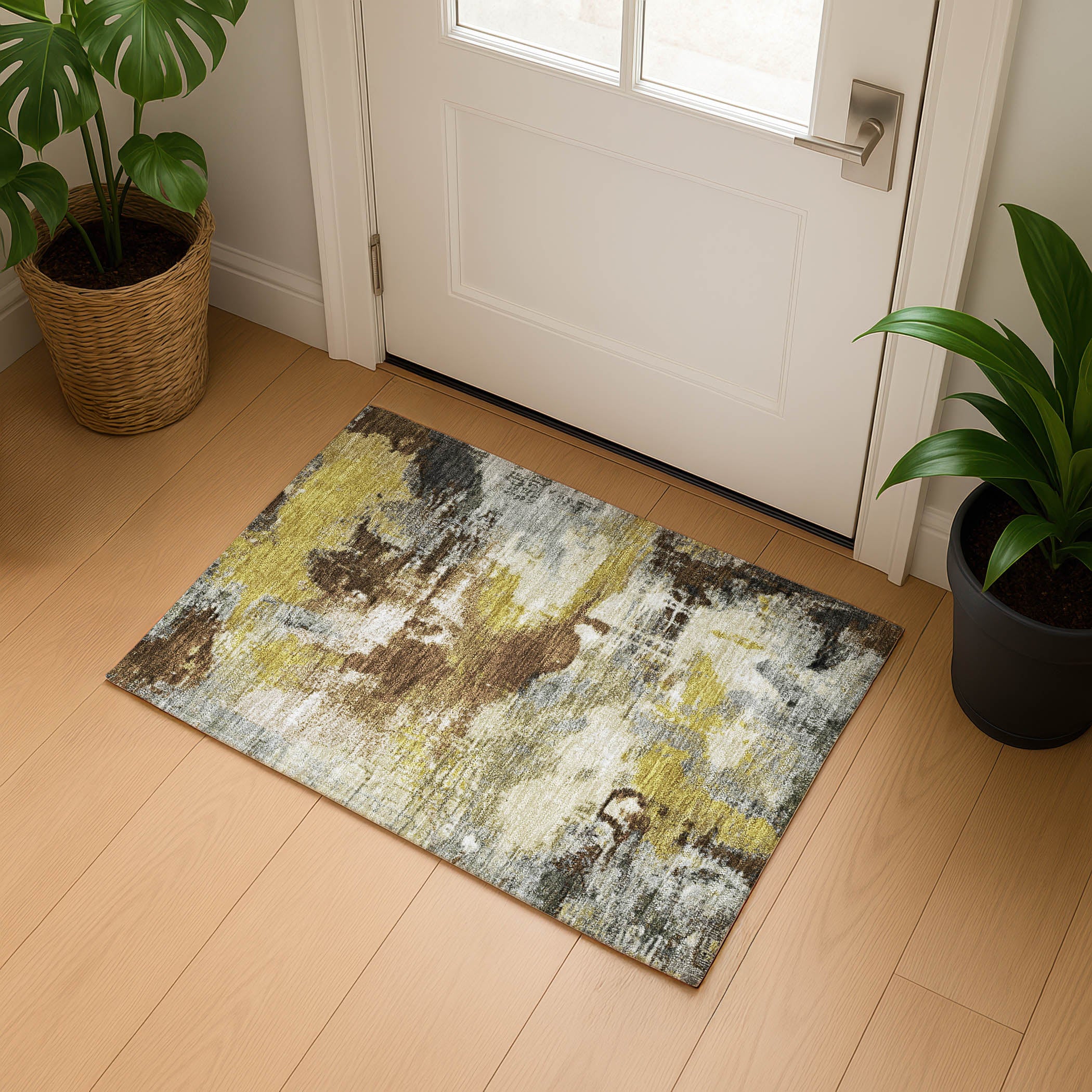 Seville Machine Washable Transitional Brown Rug 1'8" x 2'6" #shape_Rectangle