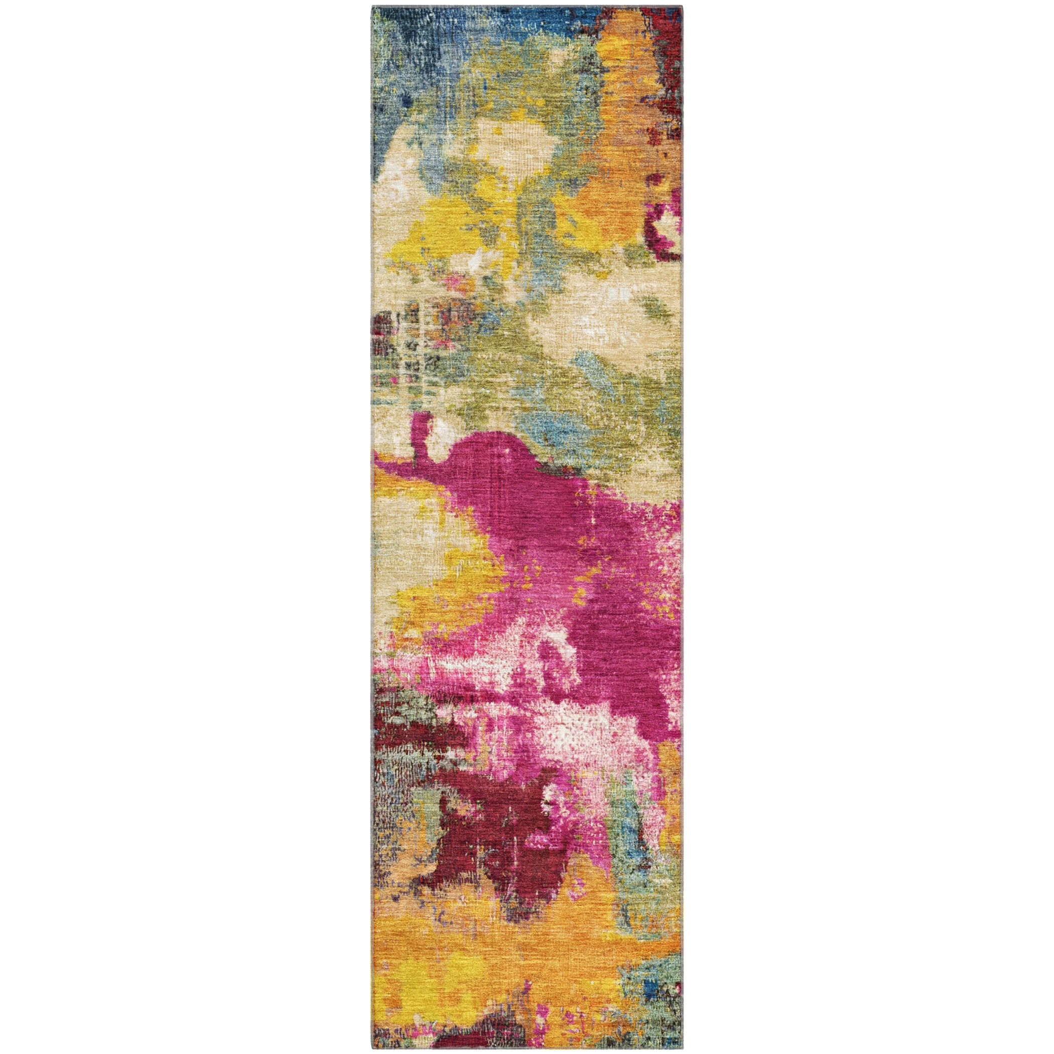 Seville Machine Washable Transitional Garnet Red Rug 2'3" x 7'6" #shape_Runner