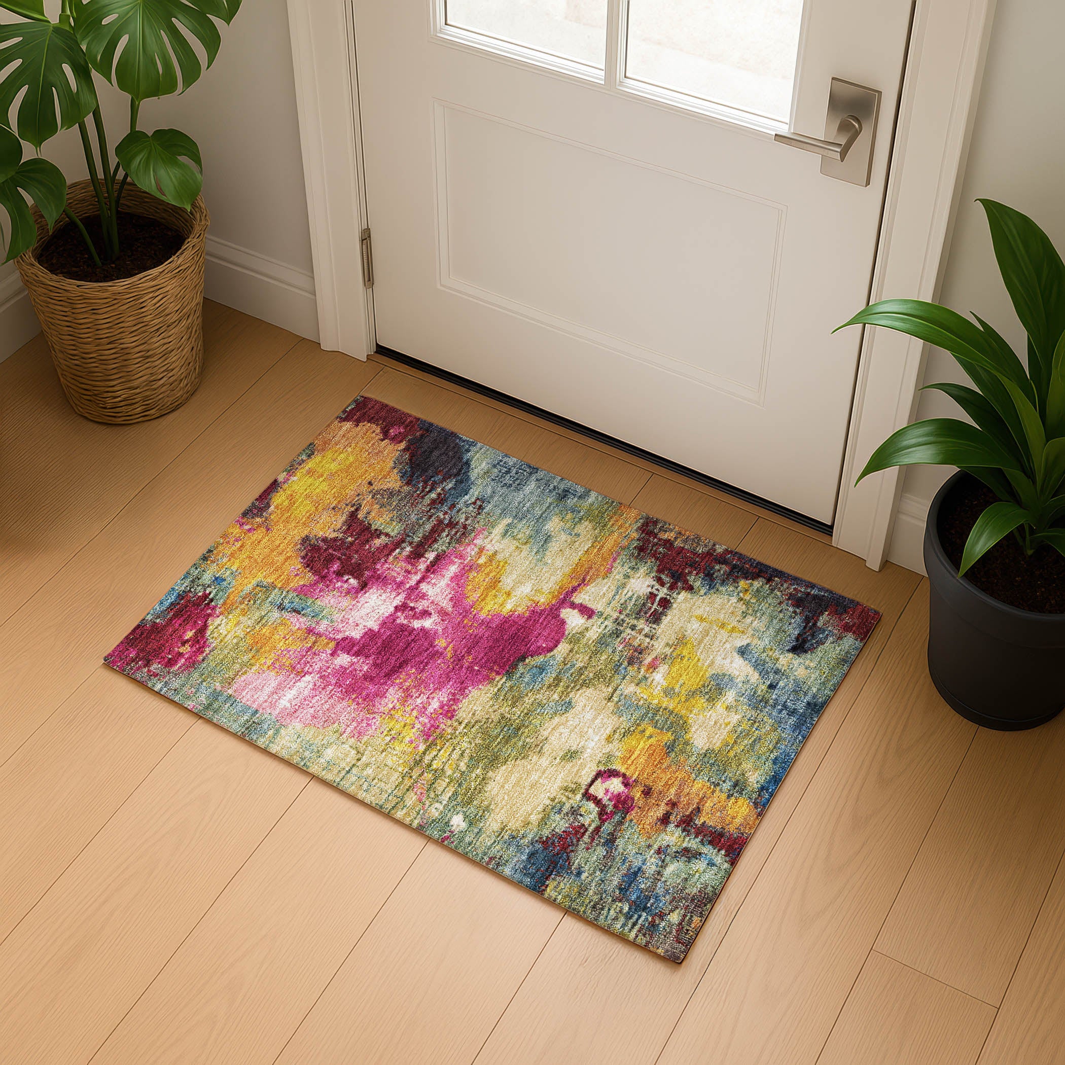 Seville Machine Washable Transitional Garnet Red Rug 1'8" x 2'6" #shape_Rectangle