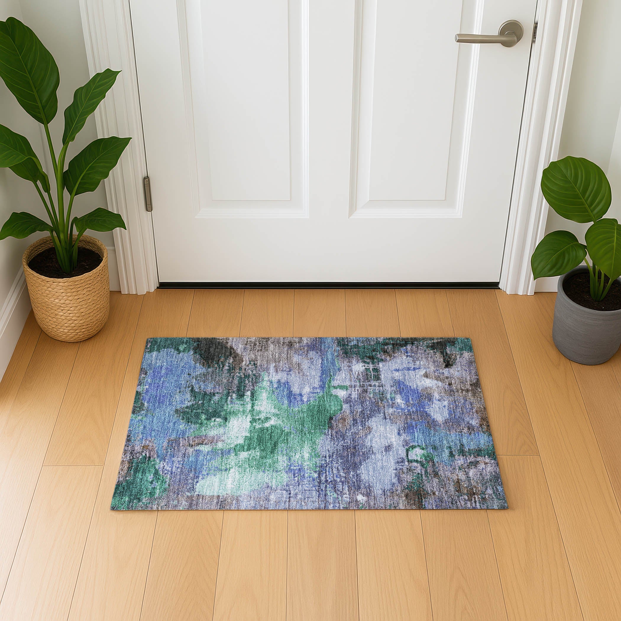 Seville Machine Washable Transitional Green Rug 1'8" x 2'6" #shape_Rectangle