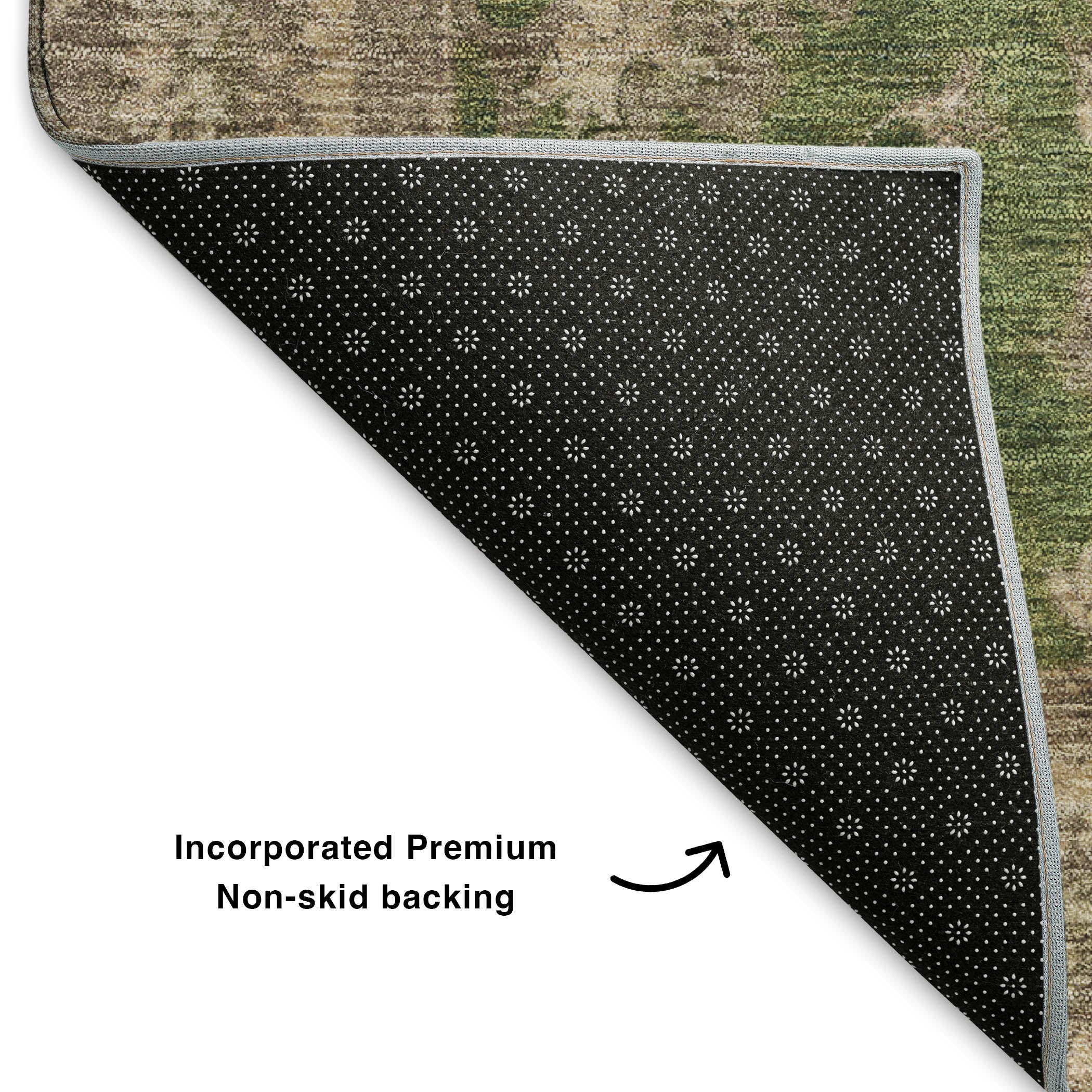Siena Machine Washable Traditional Aloe Green Rug 1'8" x 2'6" #shape_Rectangle