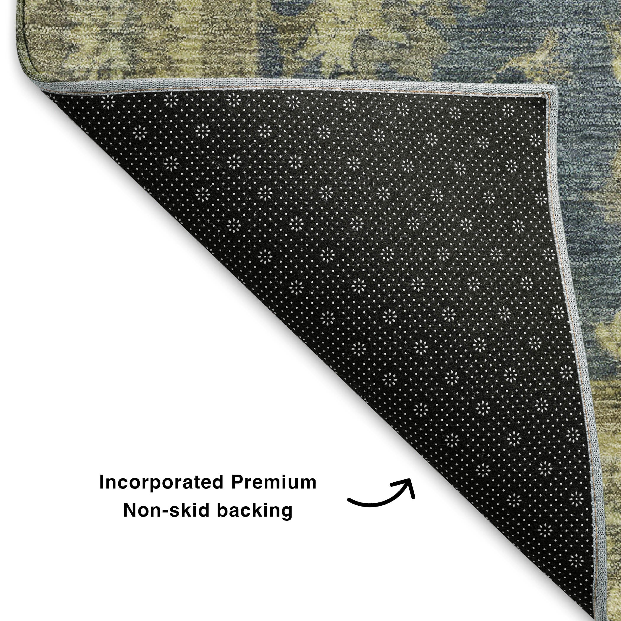 Siena Machine Washable Traditional Blue Rug 1'8" x 2'6" #shape_Rectangle