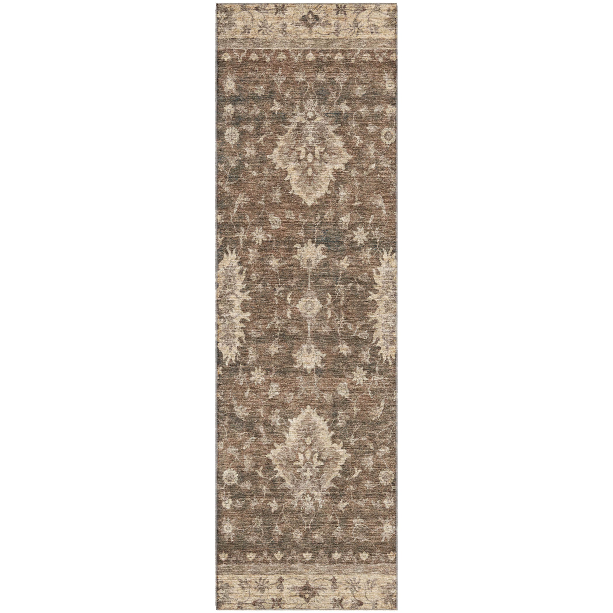 Siena Machine Washable Traditional Brown Rug 2'3" x 7'6" #shape_Runner
