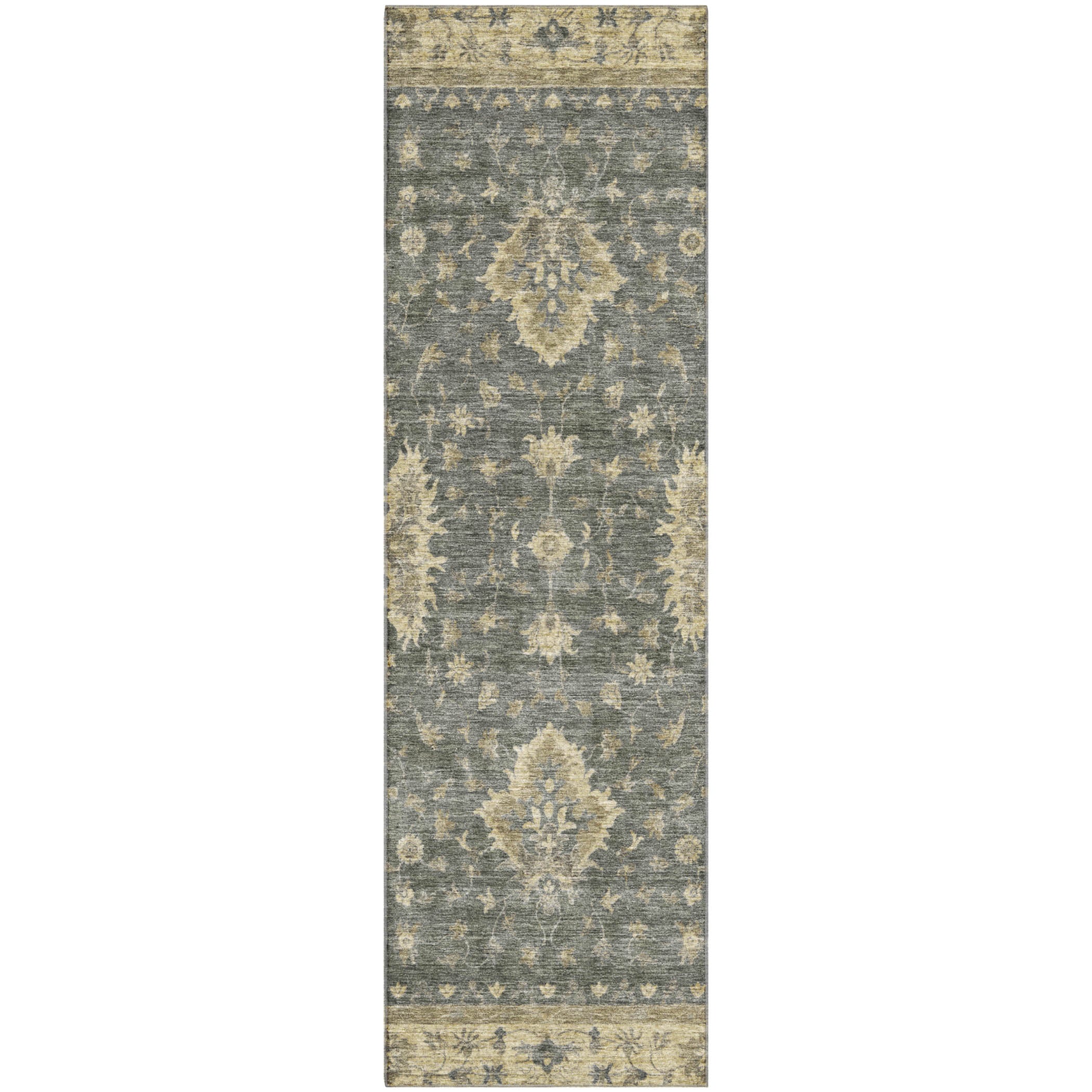 Siena Machine Washable Traditional Gray Rug 2'3" x 7'6" #shape_Runner