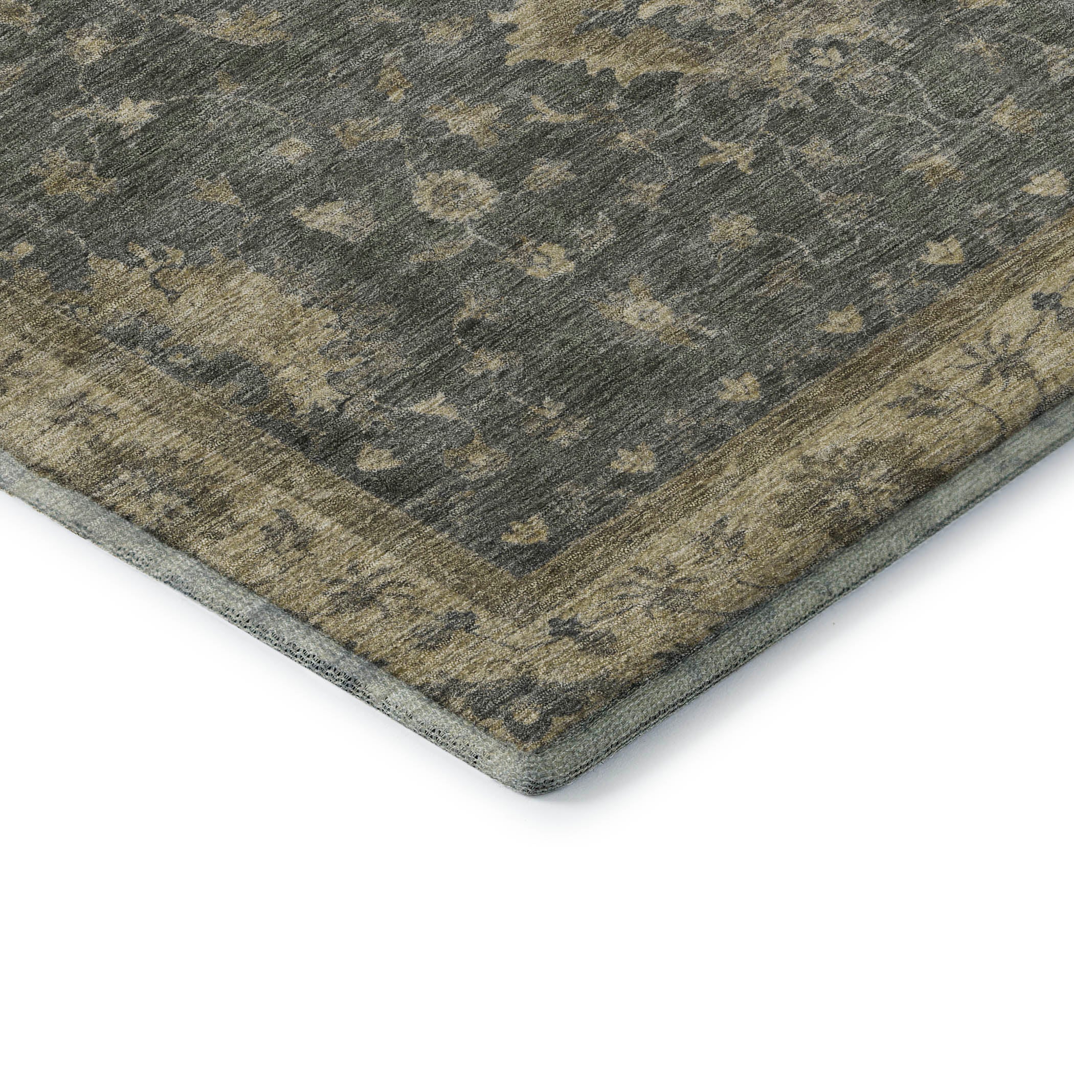 Siena Machine Washable Traditional Gray Rug 1'8" x 2'6" #shape_Rectangle