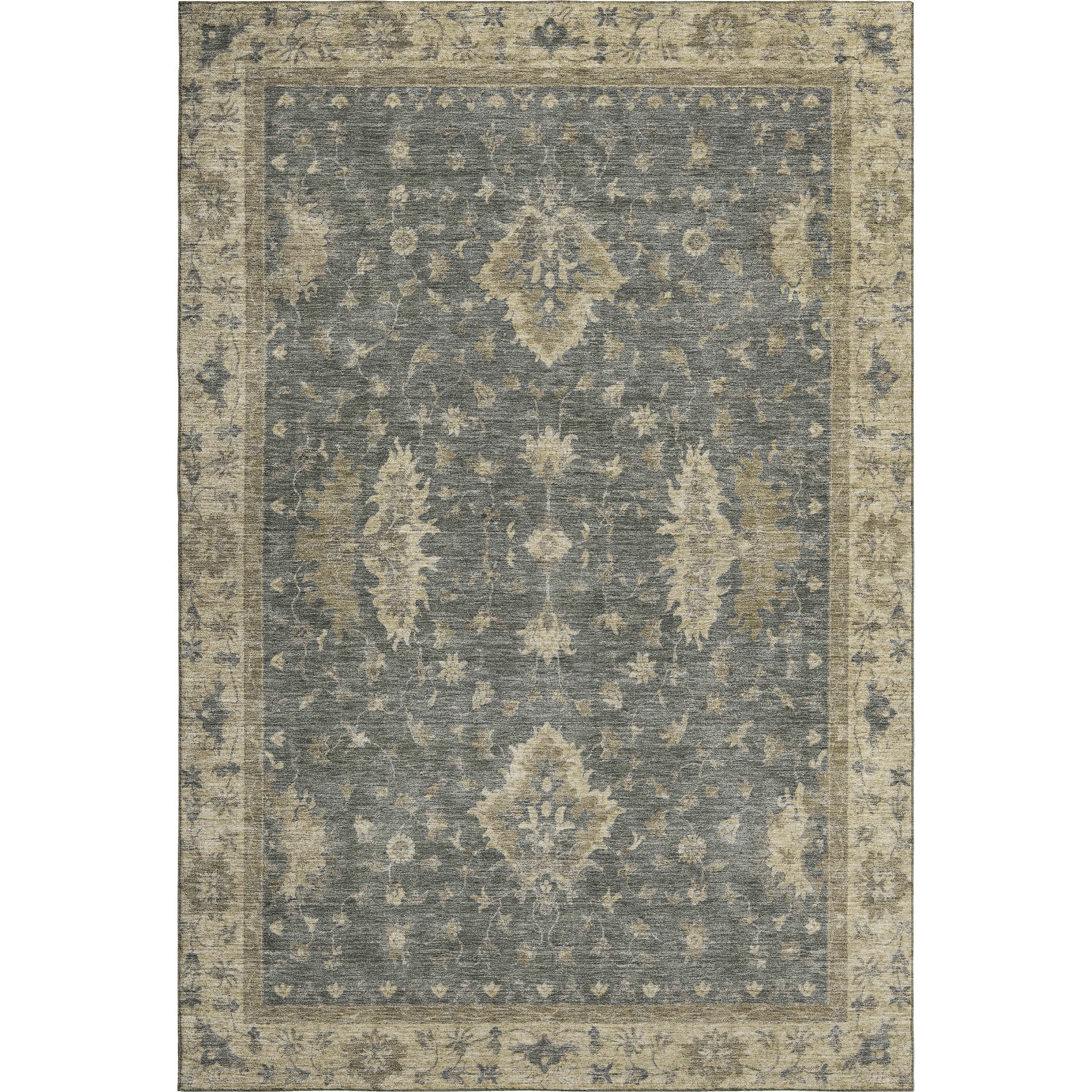 Siena Machine Washable Traditional Gray Rug 2'6" x 3'10" #shape_Rectangle