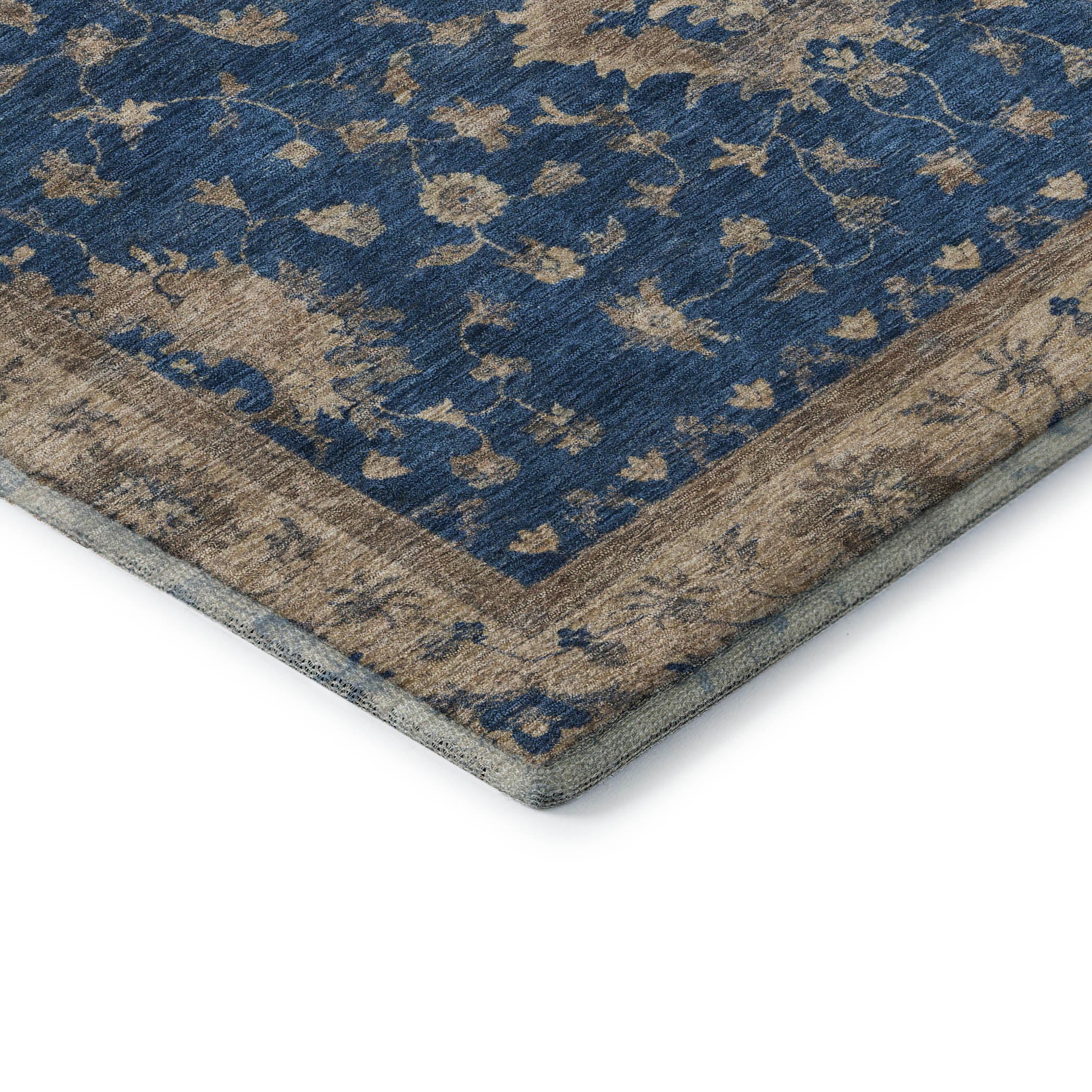 Siena Machine Washable Traditional Navy Blue Rug 1'8" x 2'6" #shape_Rectangle