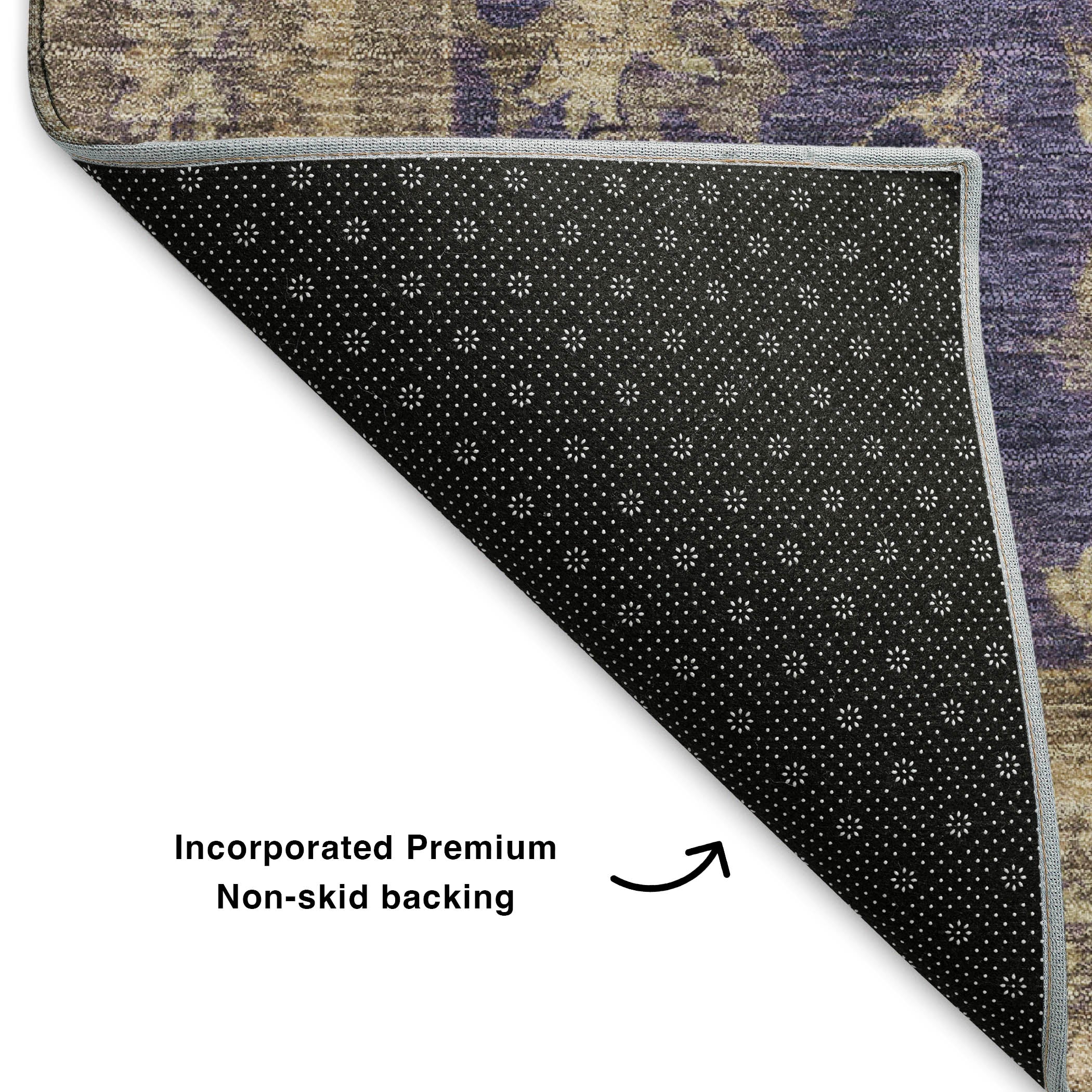 Siena Machine Washable Traditional Purple Rug 1'8" x 2'6" #shape_Rectangle