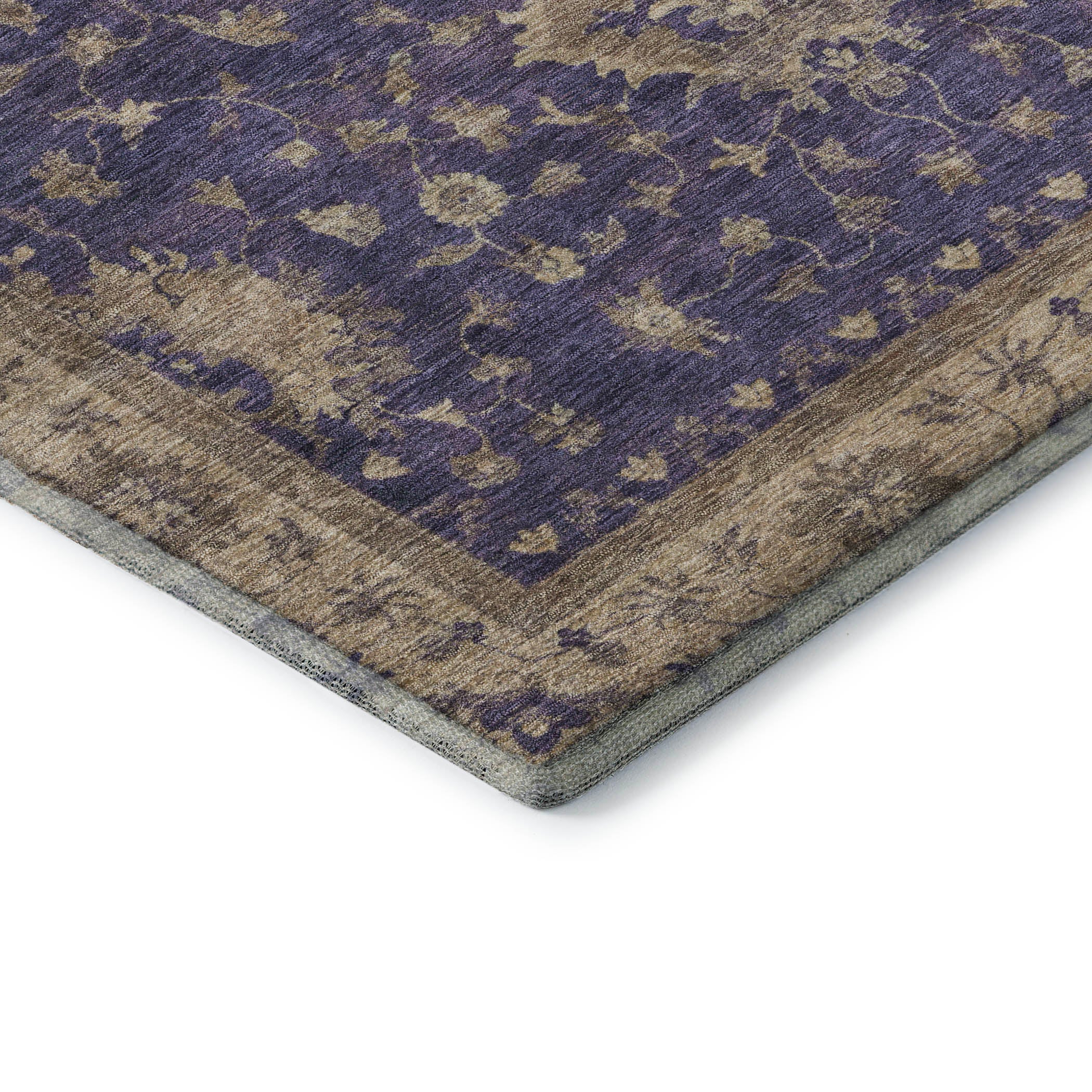 Siena Machine Washable Traditional Purple Rug 1'8" x 2'6" #shape_Rectangle