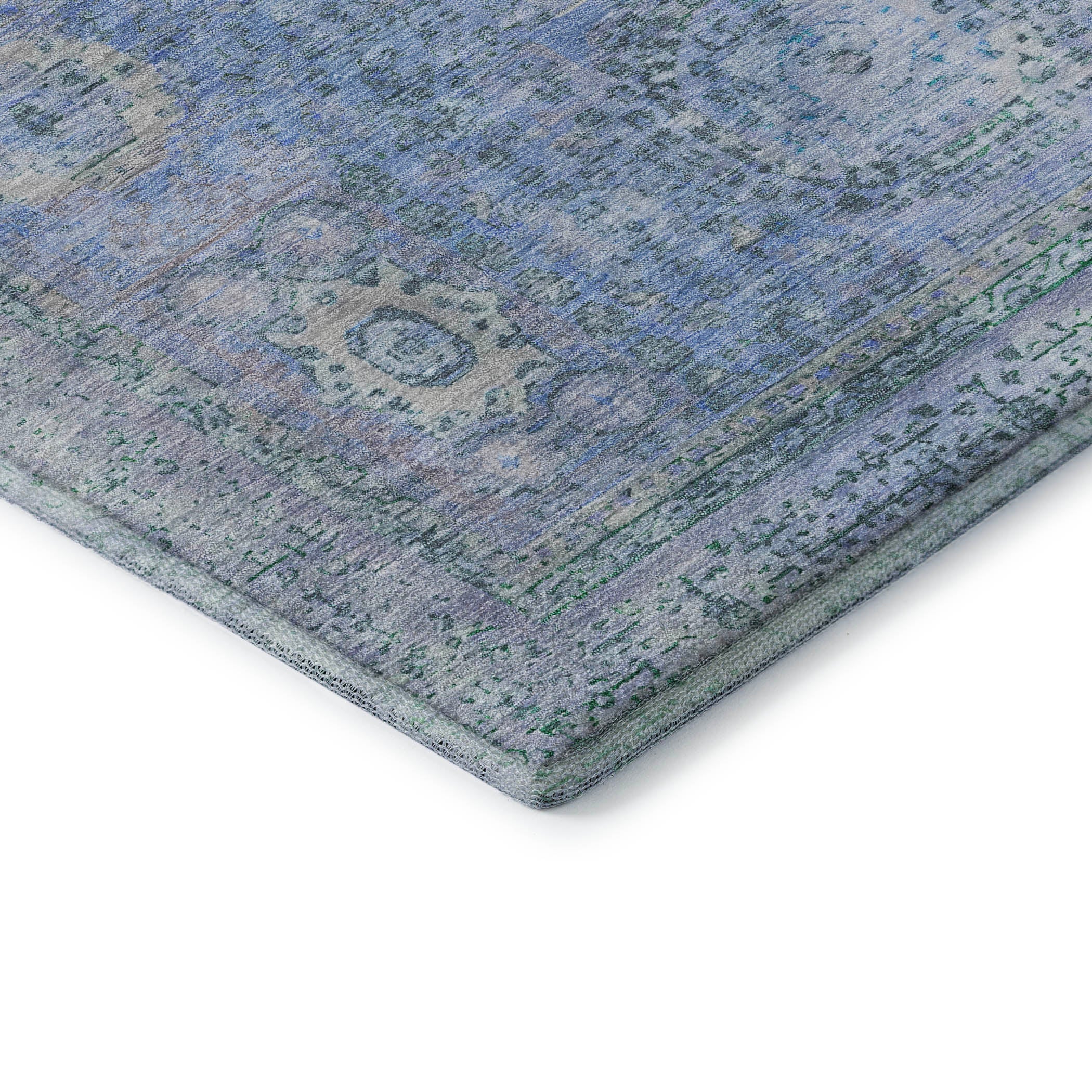 Budapest Machine Washable Traditional Blue Rug 1'8" x 2'6" #shape_Rectangle