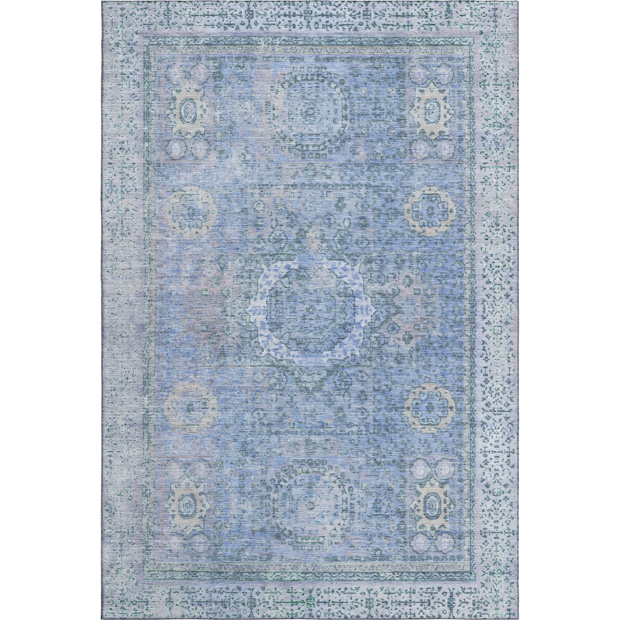Budapest Machine Washable Traditional Blue Rug 2'6" x 3'10" #shape_Rectangle
