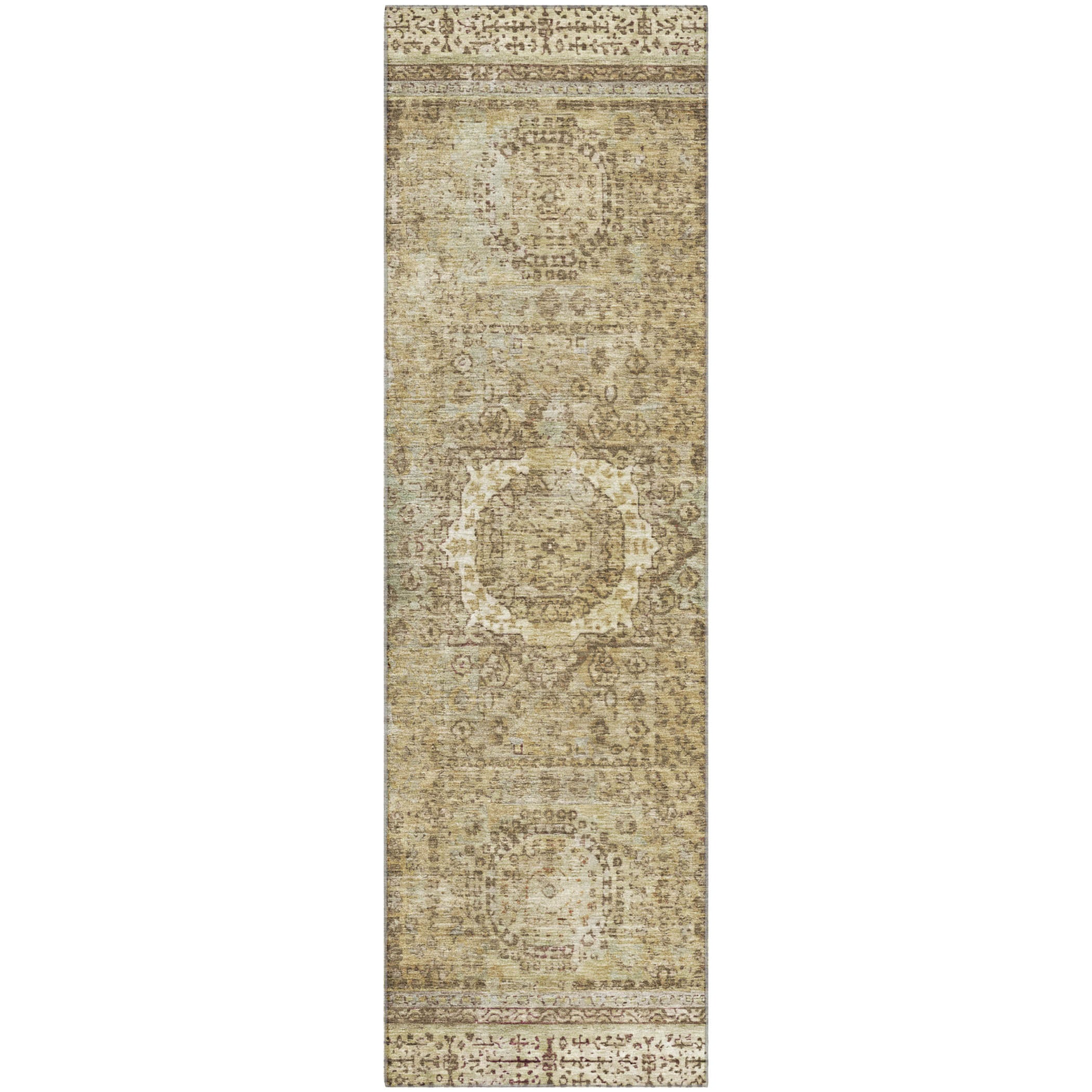 Budapest Machine Washable Traditional Brown Rug 2'3" x 7'6" #shape_Runner