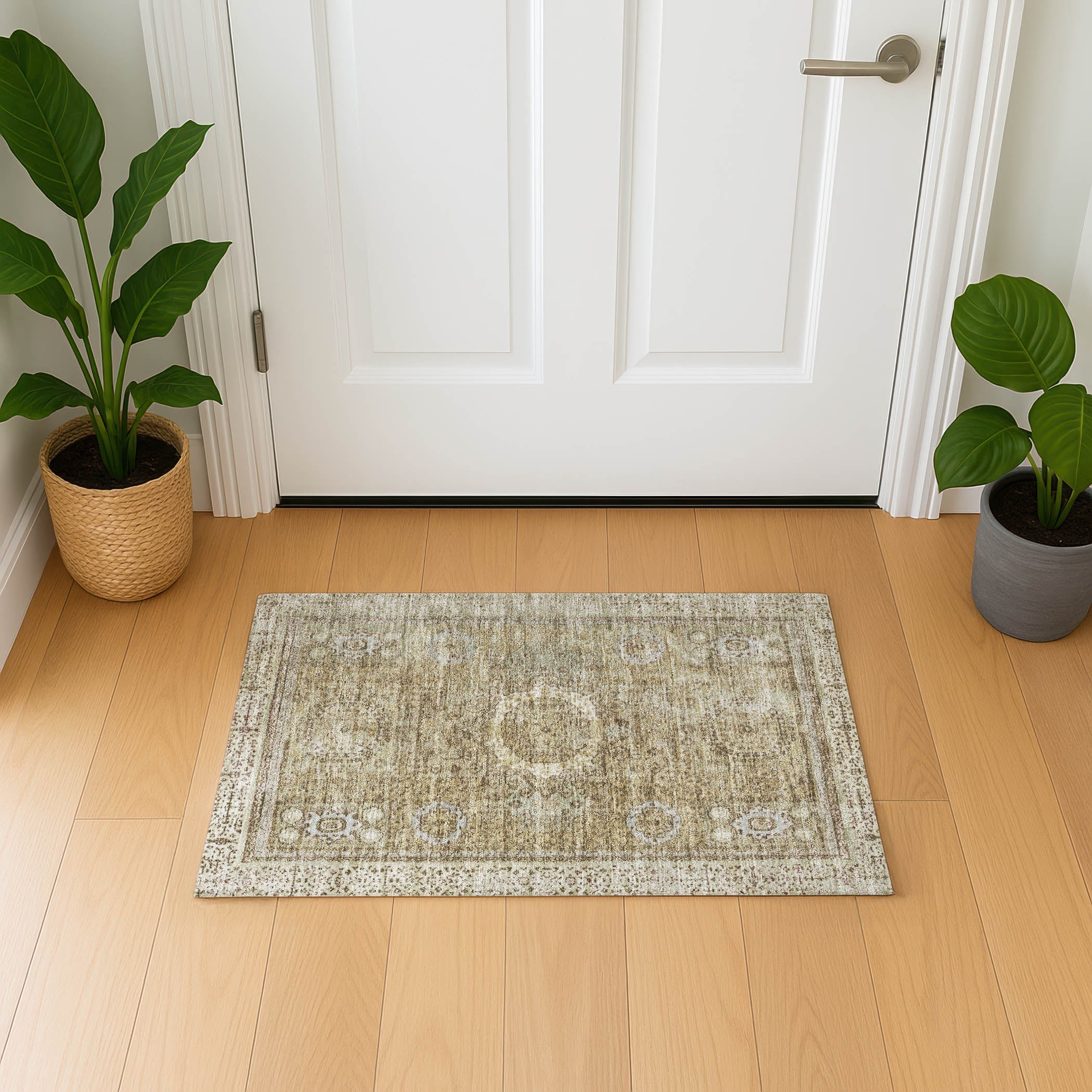 Budapest Machine Washable Traditional Brown Rug 1'8" x 2'6" #shape_Rectangle