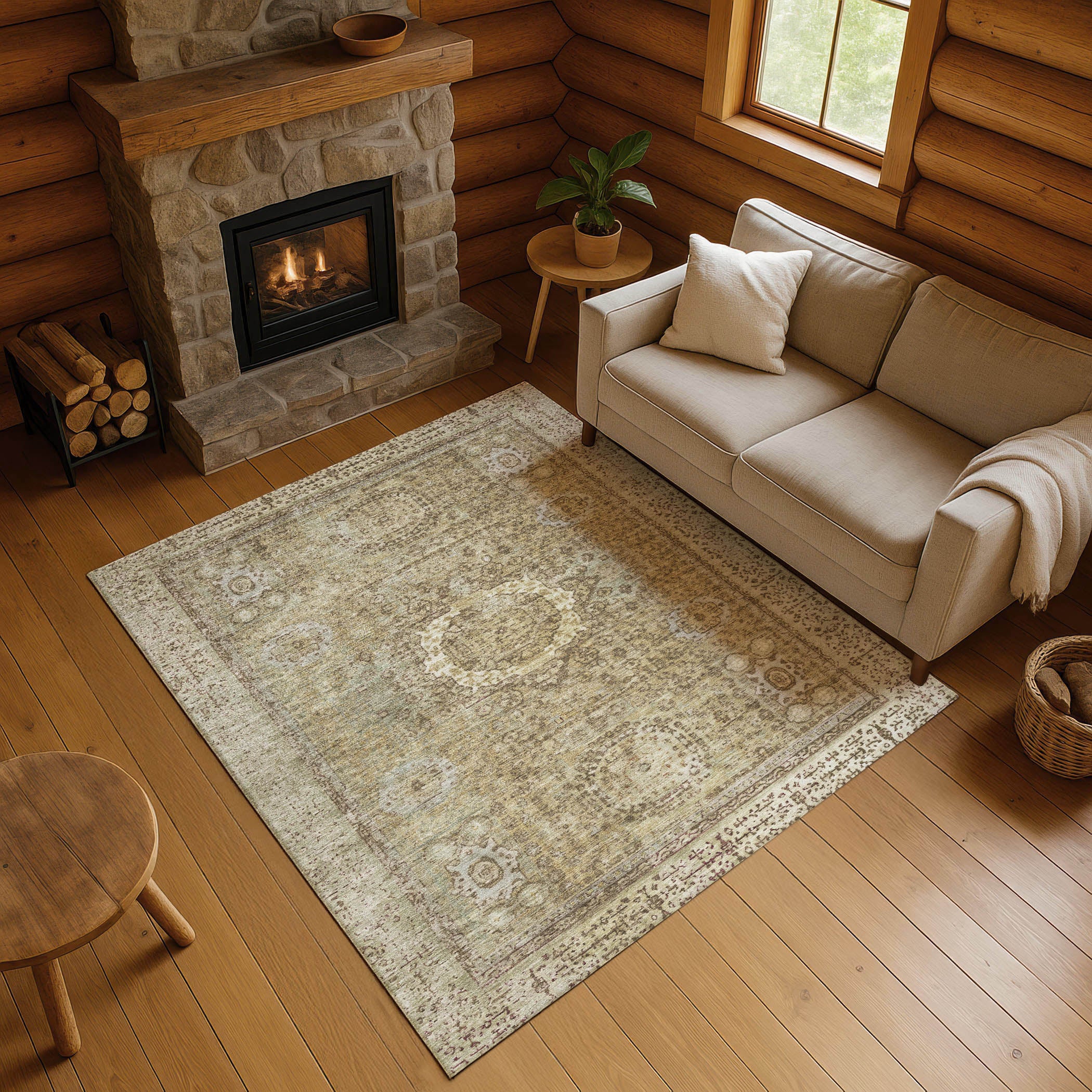 Budapest Machine Washable Traditional Brown Rug 2'6" x 3'10" #shape_Rectangle