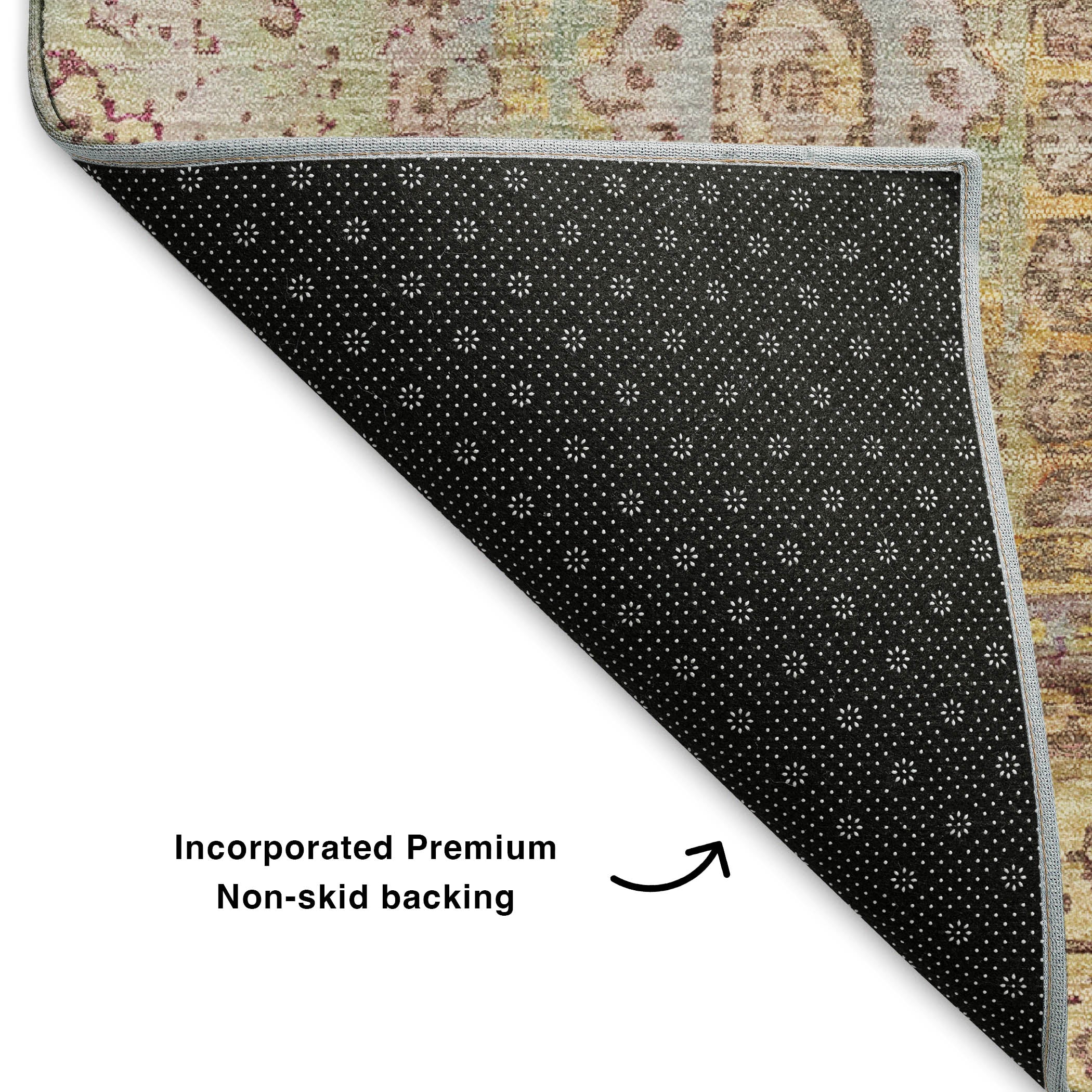 Budapest Machine Washable Traditional Gold Rug 1'8" x 2'6" #shape_Rectangle